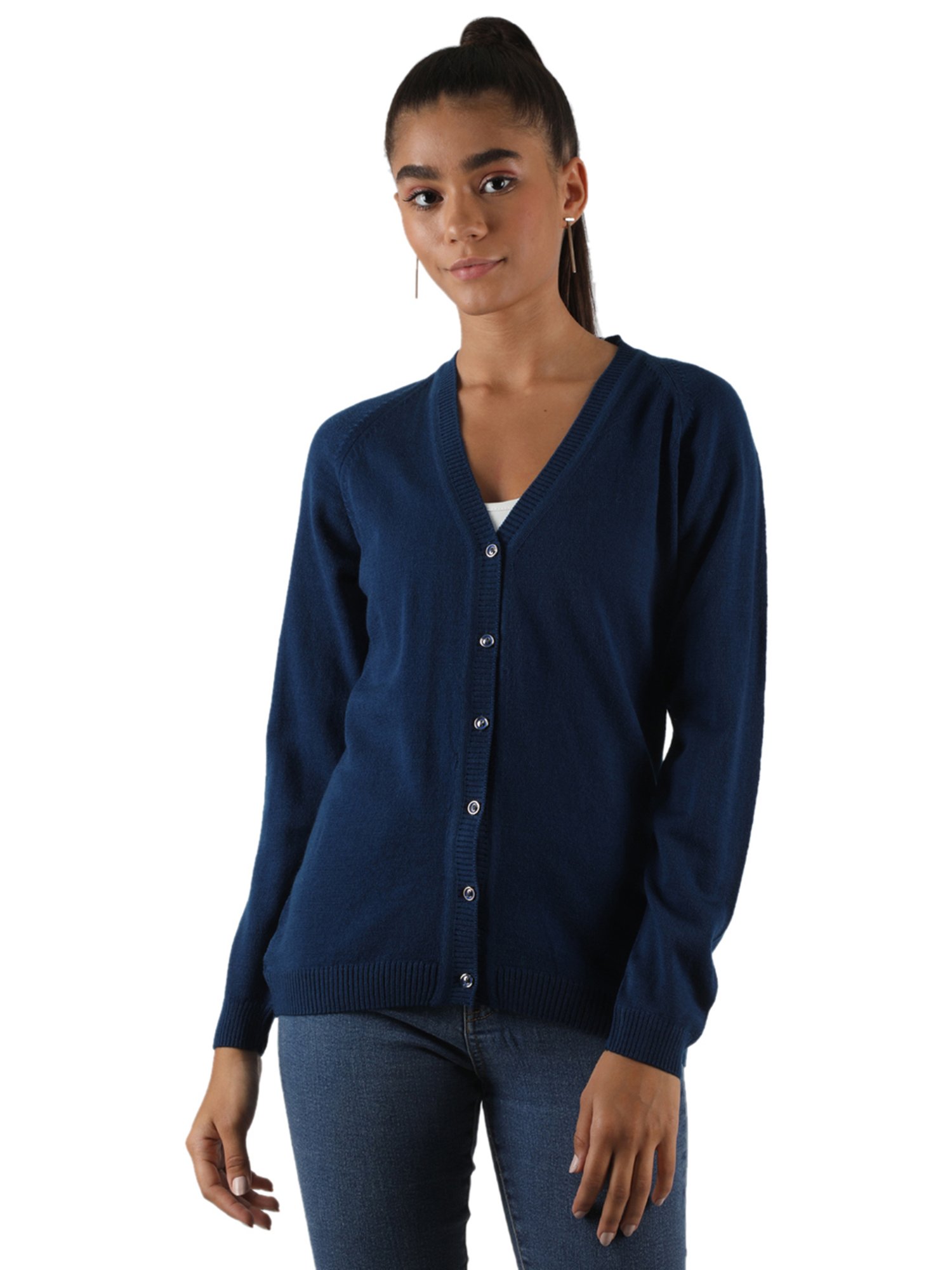 Buy Monte Carlo Blue Open Front Cardigan for Women's Online @ Tata CLiQ