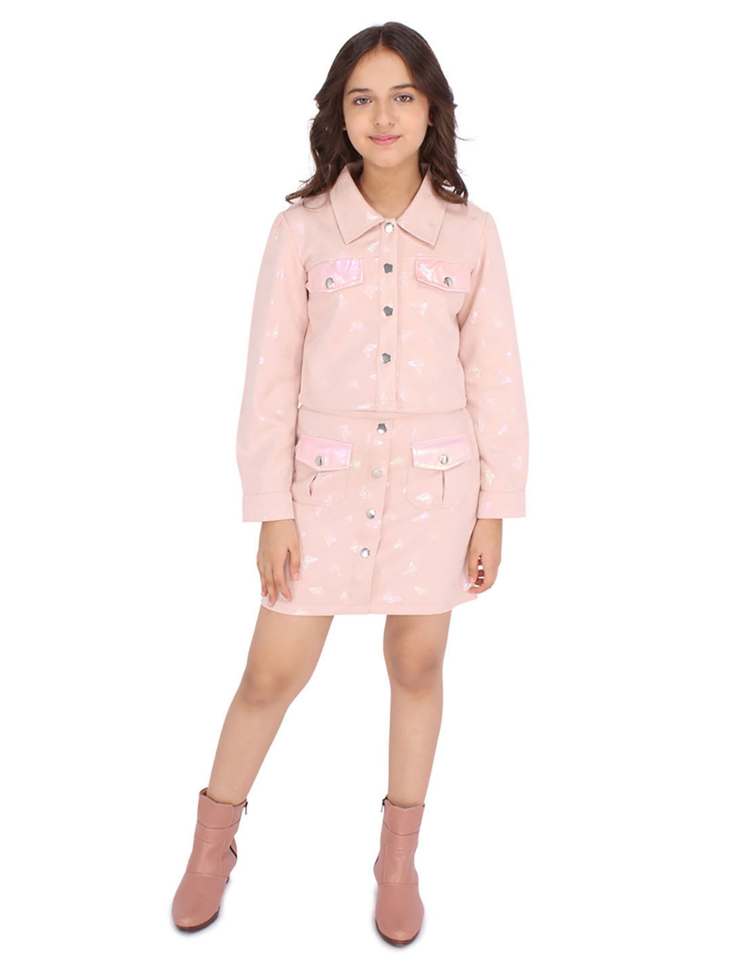 Shop Kids Girls Yellow Embroidered Jacket With Crop Top N Skirt Festive  Wear Online at Best Price | Cbazaar