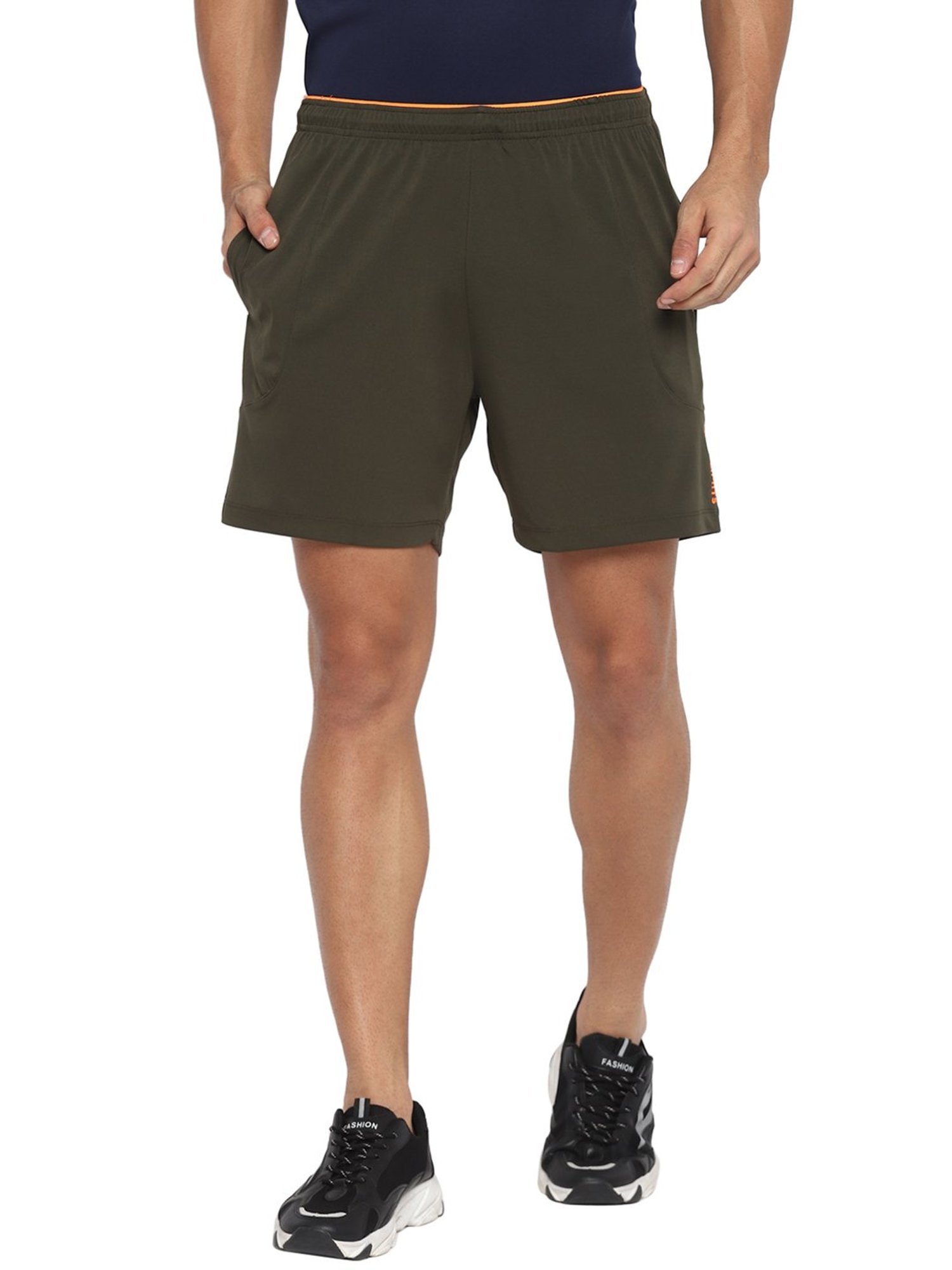 Buy Basics Olive Solid Shorts For Men Online At Tata CLiQ