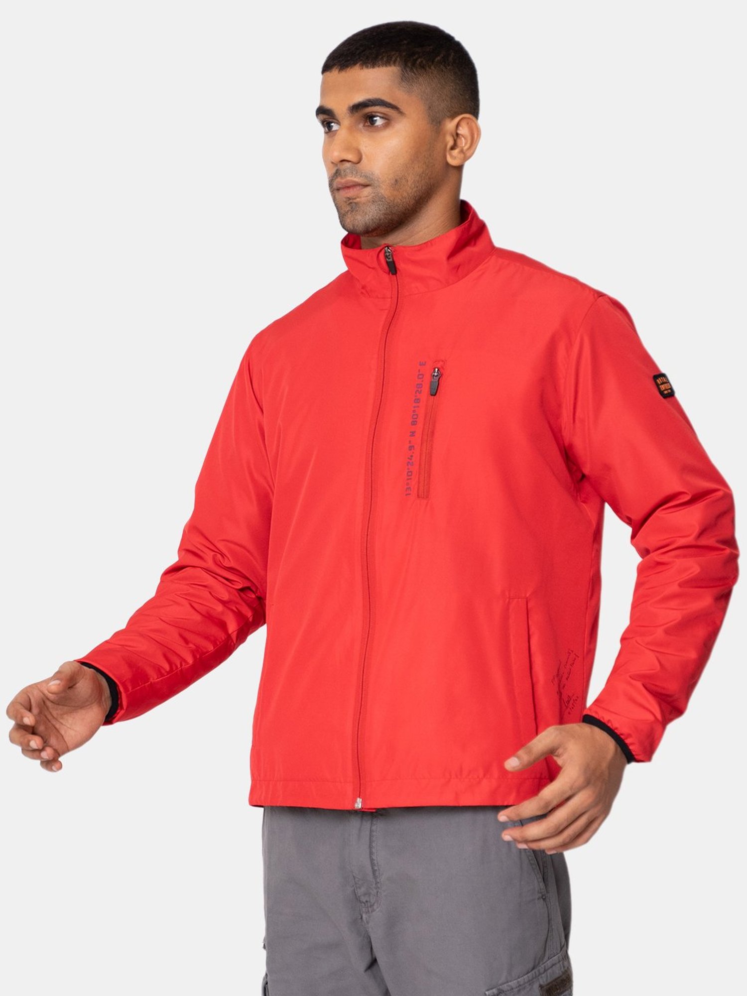 Buy Royal Enfield Red Full Sleeves High Neck Wind Cheater Jacket