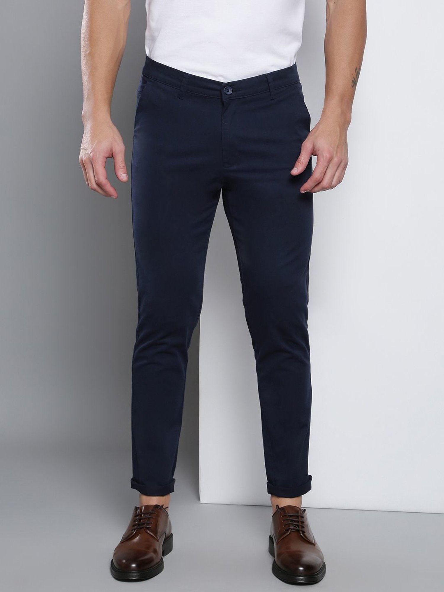 Buy Dennis Lingo Navy Slim Fit Chinos for Mens Online @ Tata CLiQ