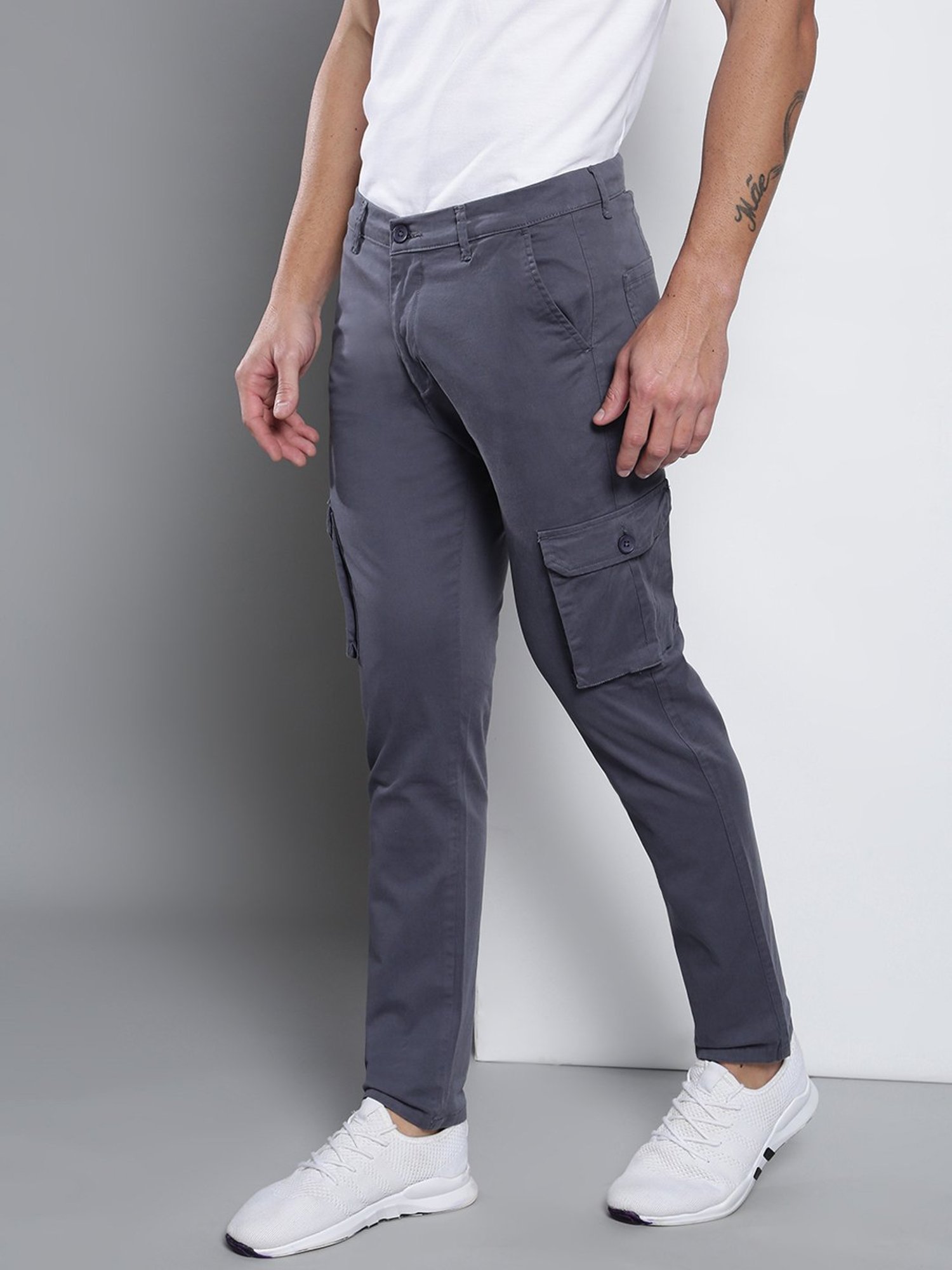 Buy Moda Rapido Men Grey Slim Fit Cargos Trousers - Trousers for Men  15802110 | Myntra