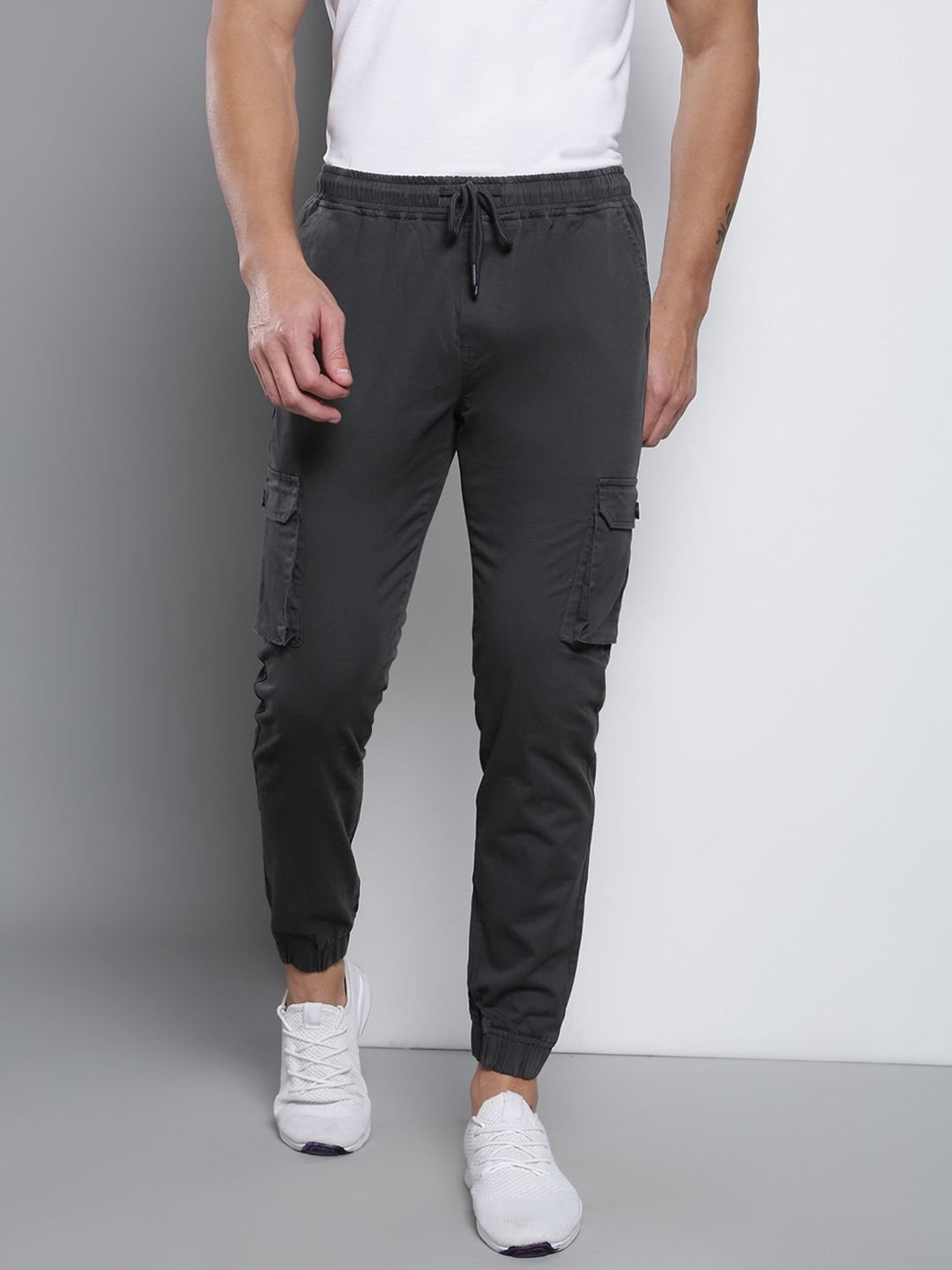 Buy Dennis Lingo Charcoal Grey Slim Fit Joggers for Mens Online