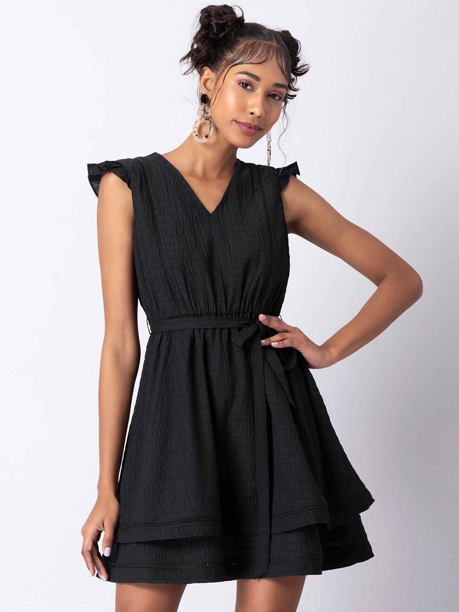 Buy FabAlley Black Trim Layered Skater Dress for Women's Online @ Tata CLiQ