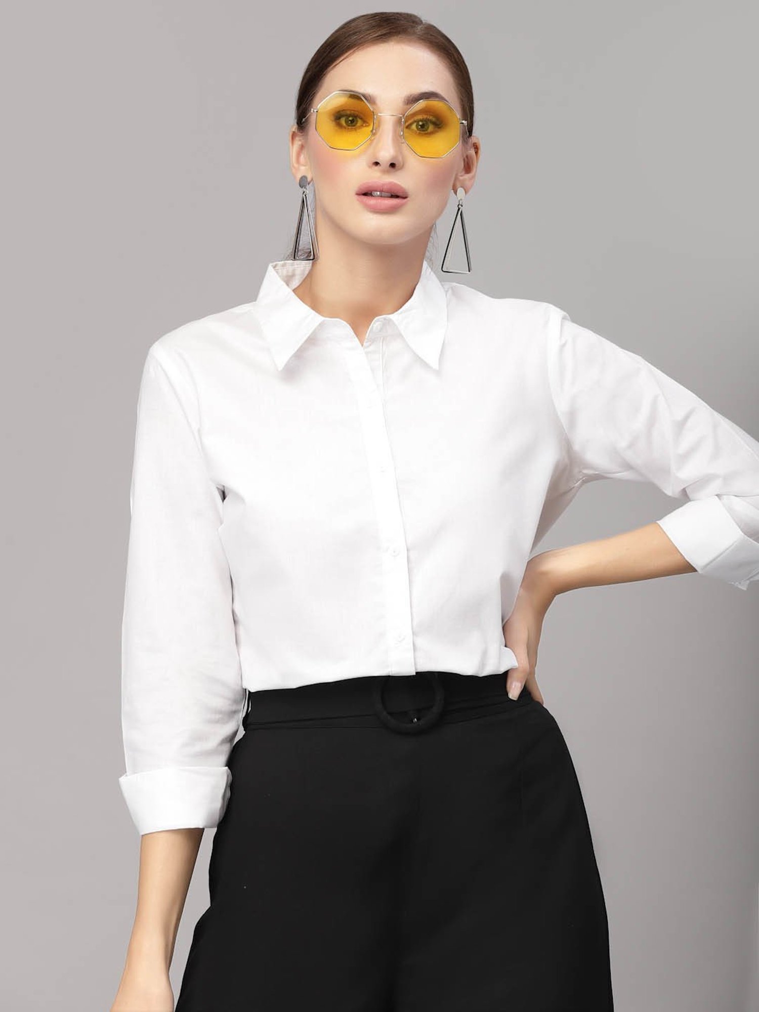 Shop white formal shirt for womens Online Sale