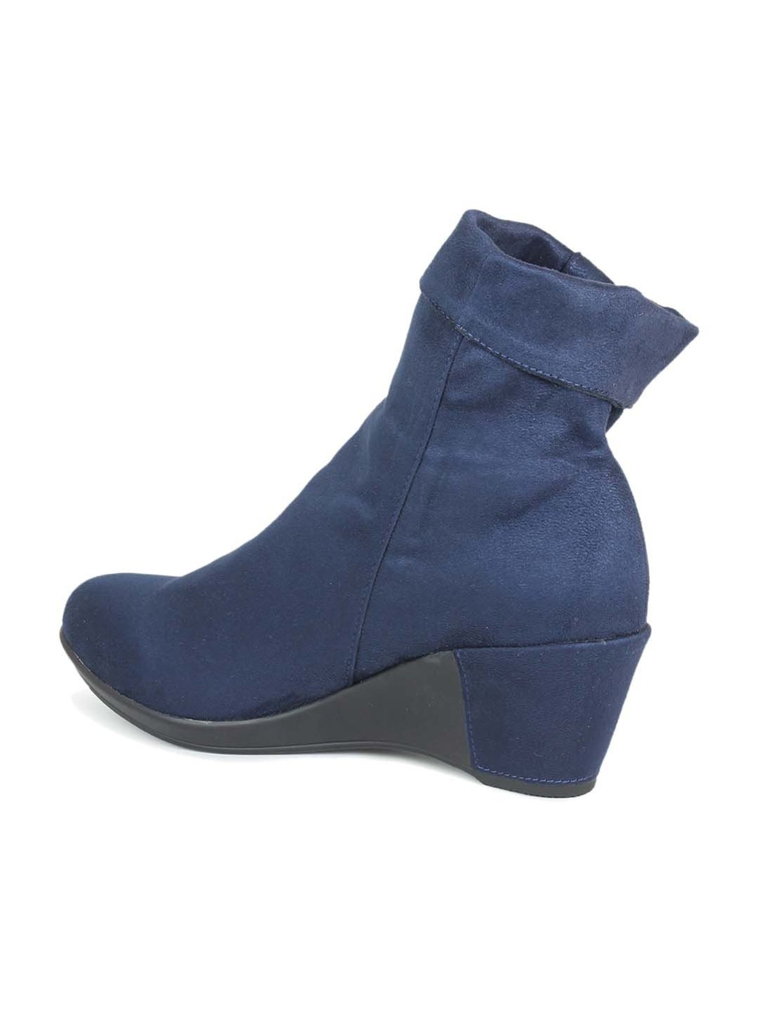 Navy blue 2025 wedge booties