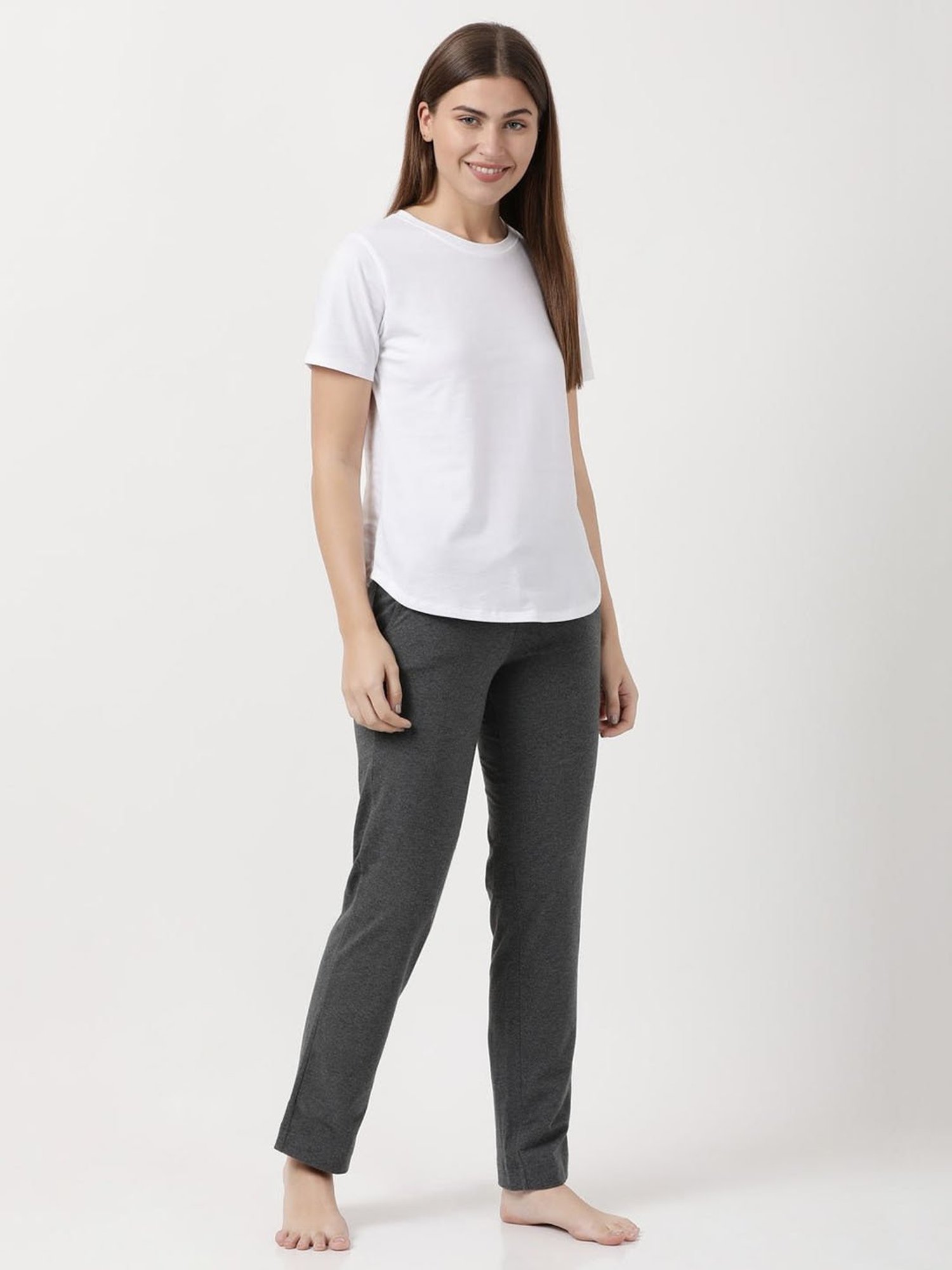 Jockey Womens Cotton Contrast Side Piping and Pockets Track pant 1305   Online Shopping site in India