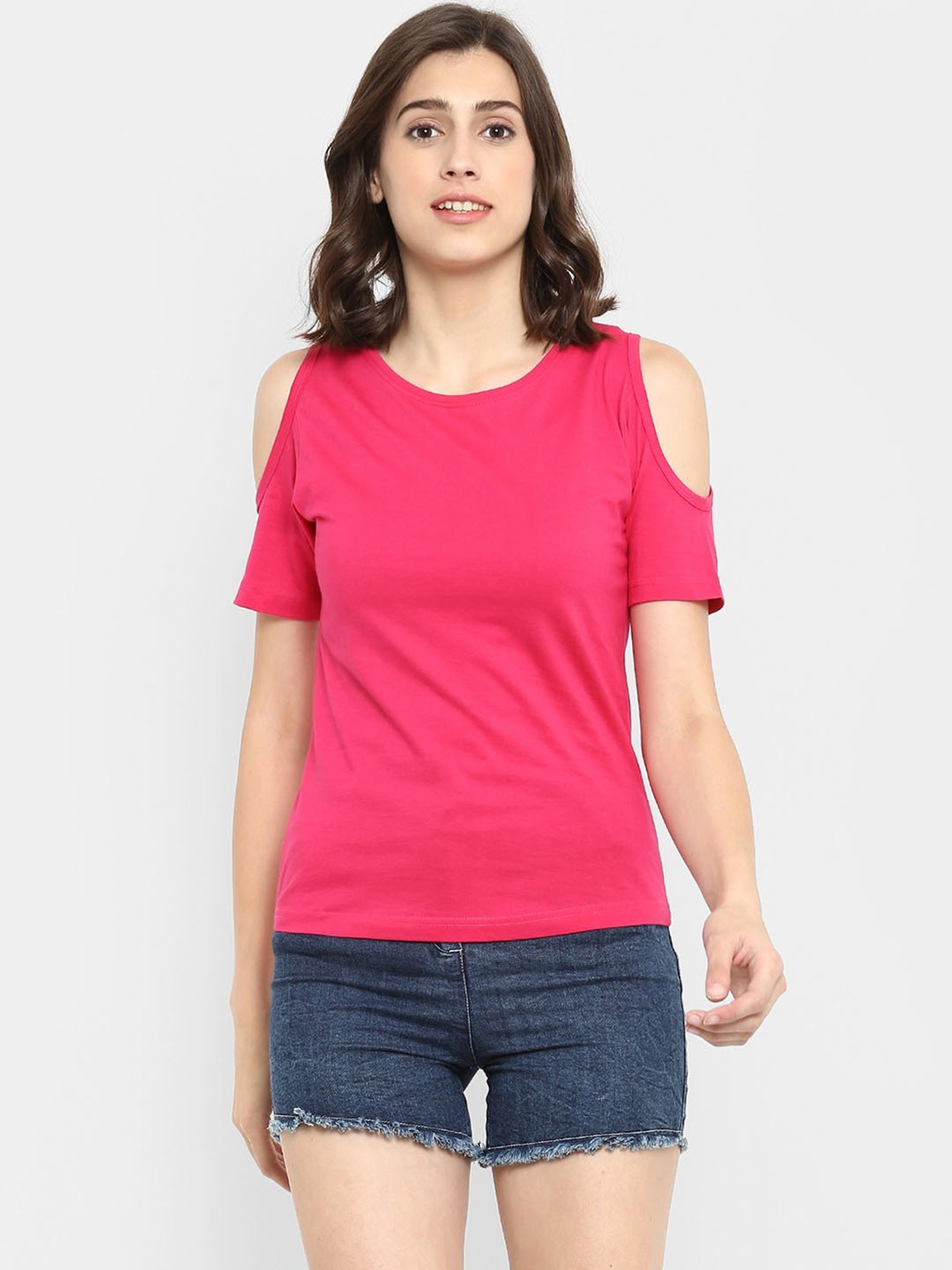 Buy Appulse Dark Pink Cotton Slim Fit Top for Women Online @ Tata CLiQ