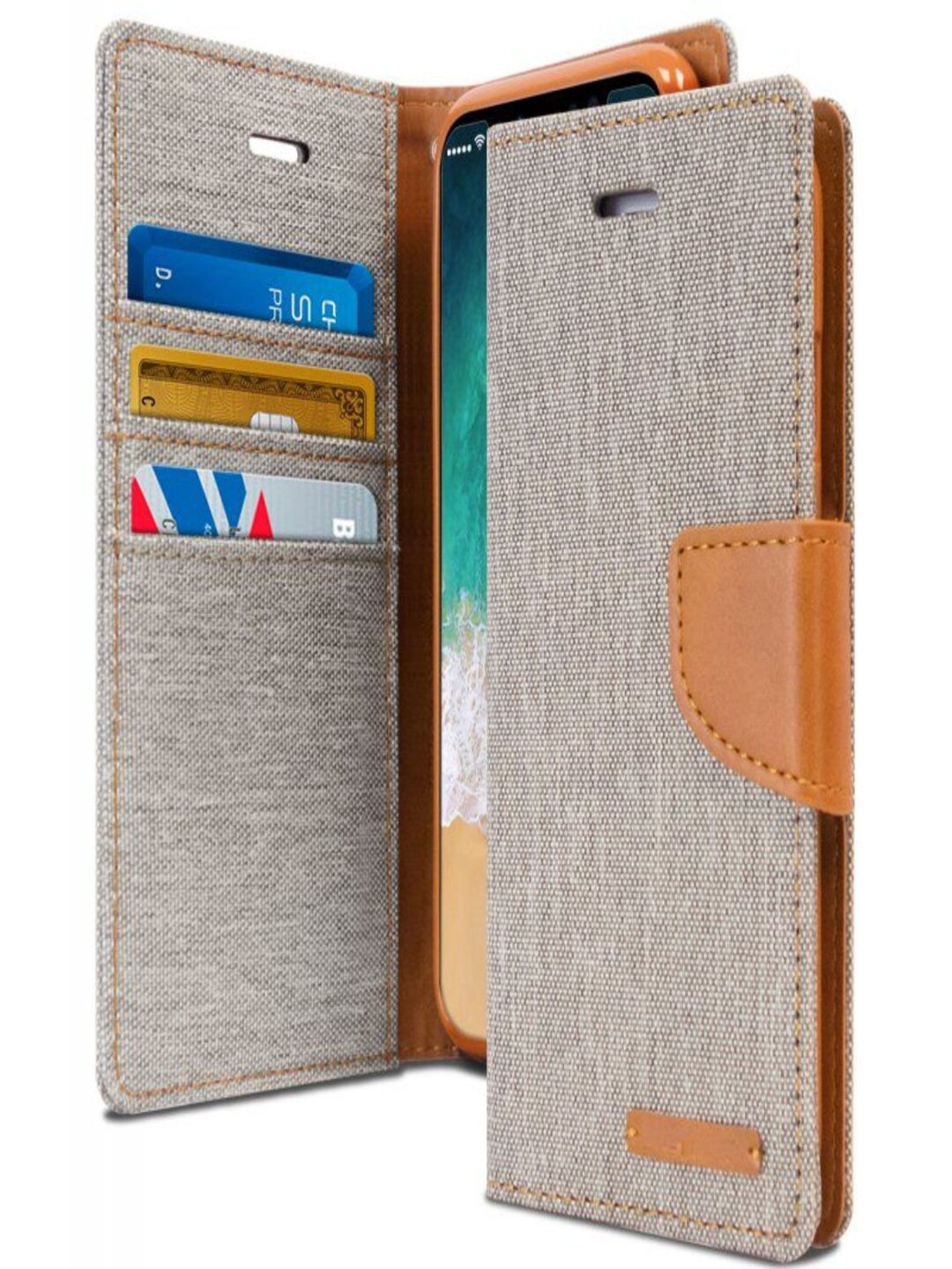 Buy ClickCase Canvas Leather Wallet Case Flip Cover For OPPO F21