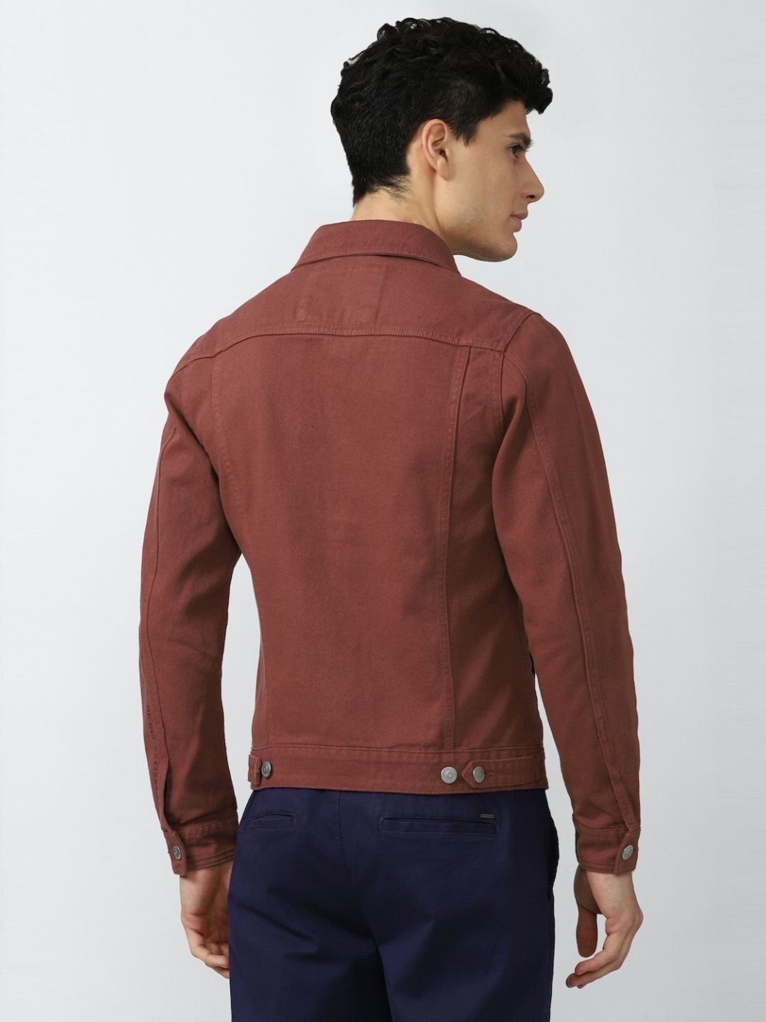 Maroon Reversible Denim Jacket With Leopard Print - ShopperBoard