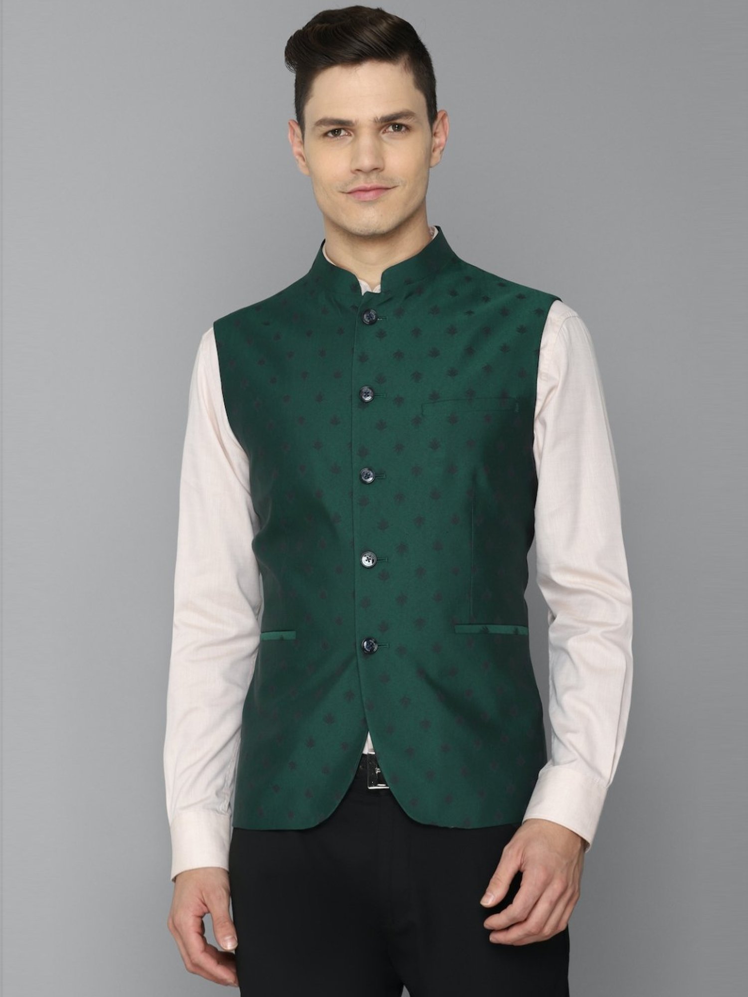 Buy Allen Solly Green Slim Fit Printed Nehru Jacket for Mens Online Tata CLiQ