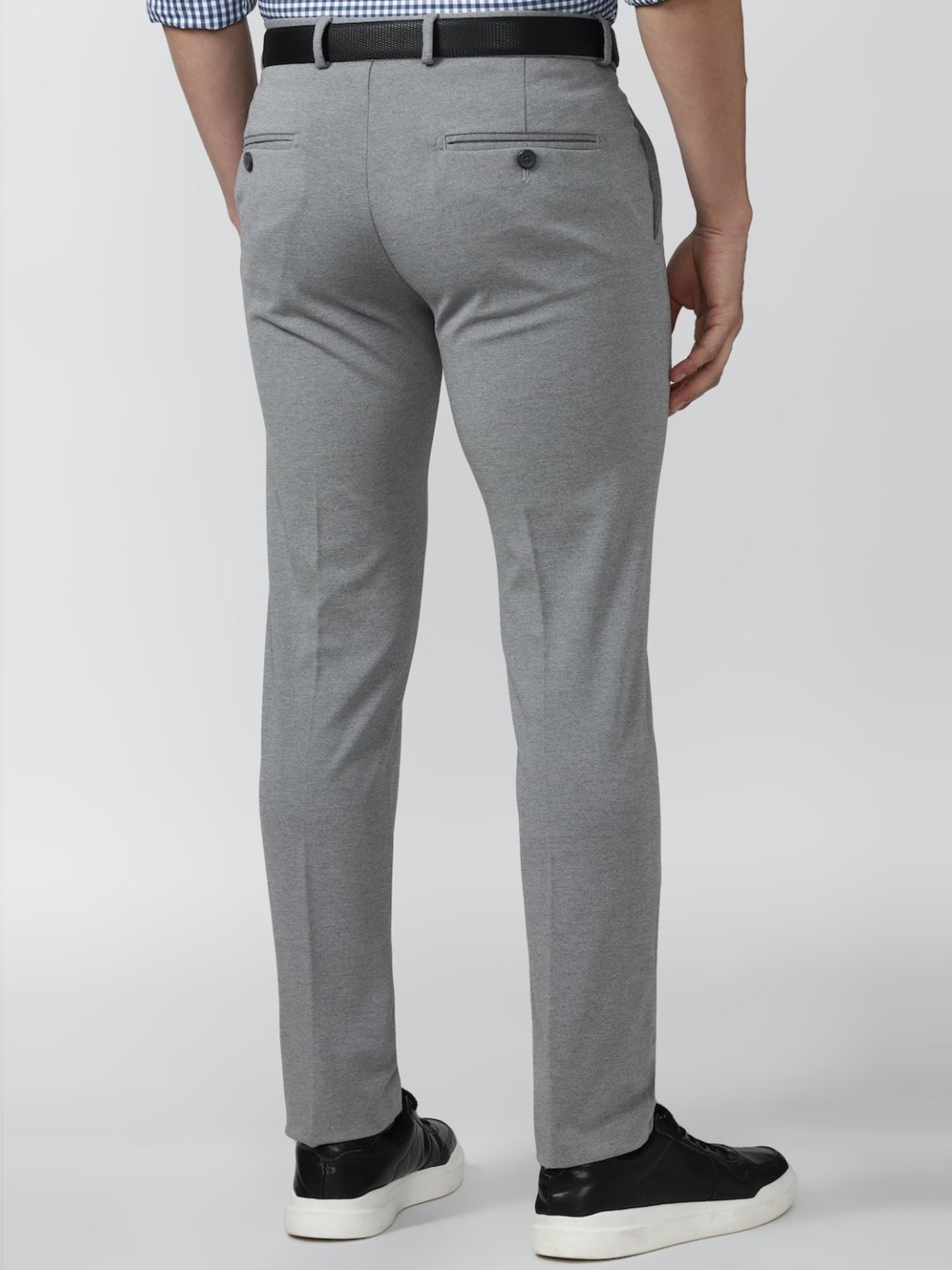 Buy Men Grey Solid Regular Fit Trousers Online - 49092 | Peter England