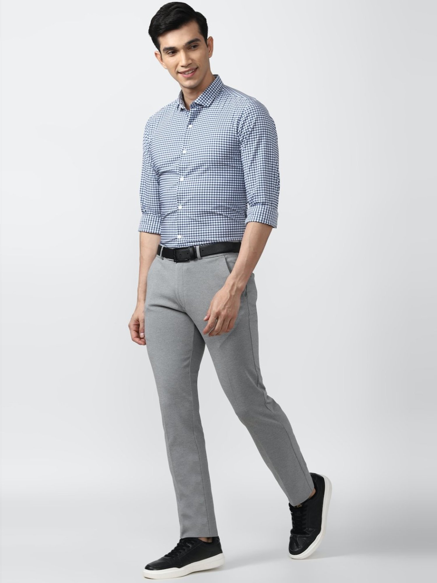 Peter England Elite Trousers & Chinos, Peter England Grey Trousers for Men  at Peterengland.com