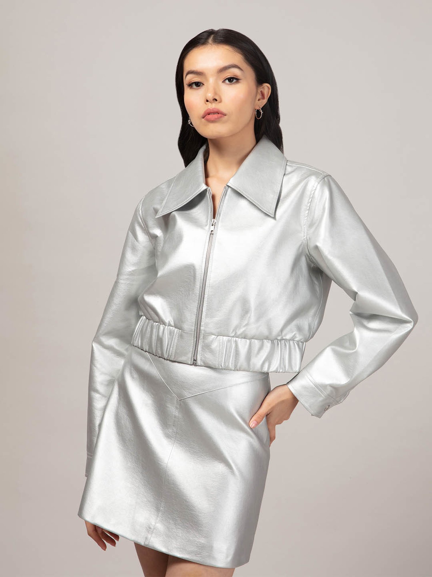 Buy Women Sequin Blazer Dress Elegant Ruffles Shiny Metallic Silver Slim  Lapel Collar Long Sleeve Long Jacket with Pockets (White, L (US Size 8~10))  at Amazon.in