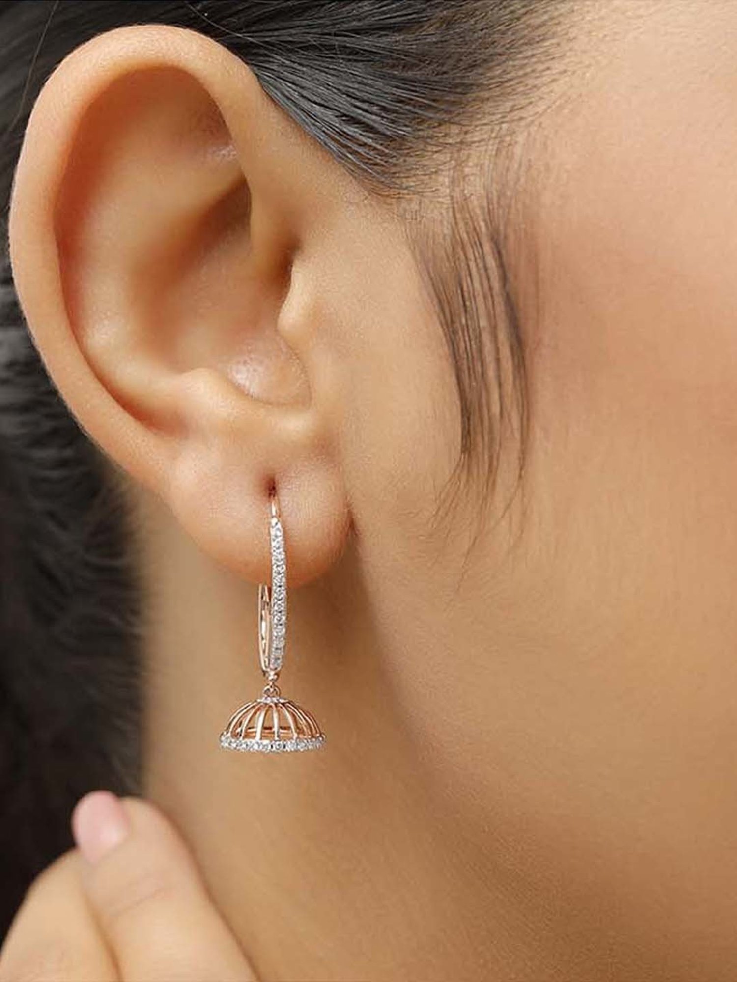 Diamond jhumka earrings tanishq store with price