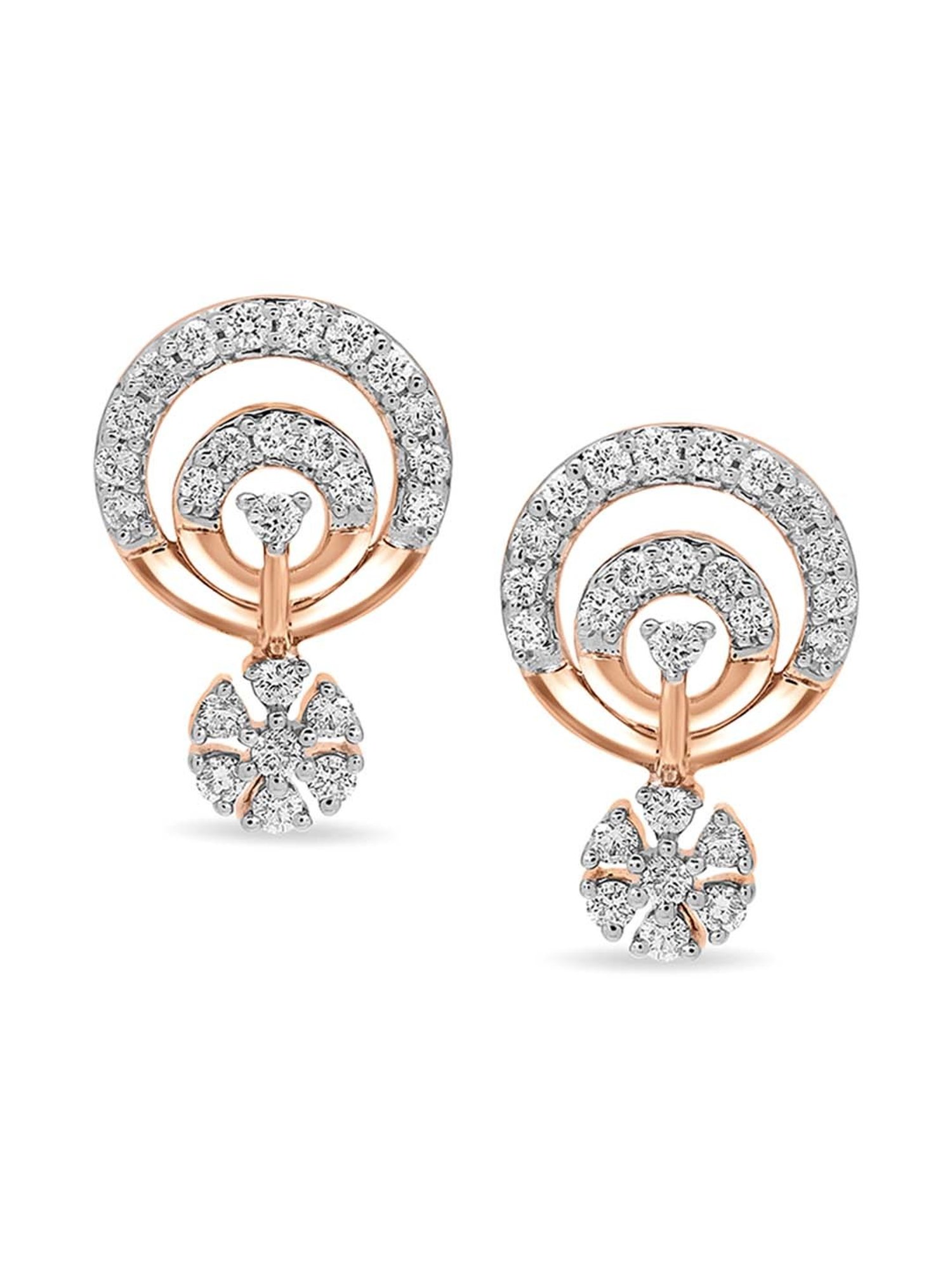 E0880_Lovely rose gold earrings with delicate stone work with a touch |  SwagQueen