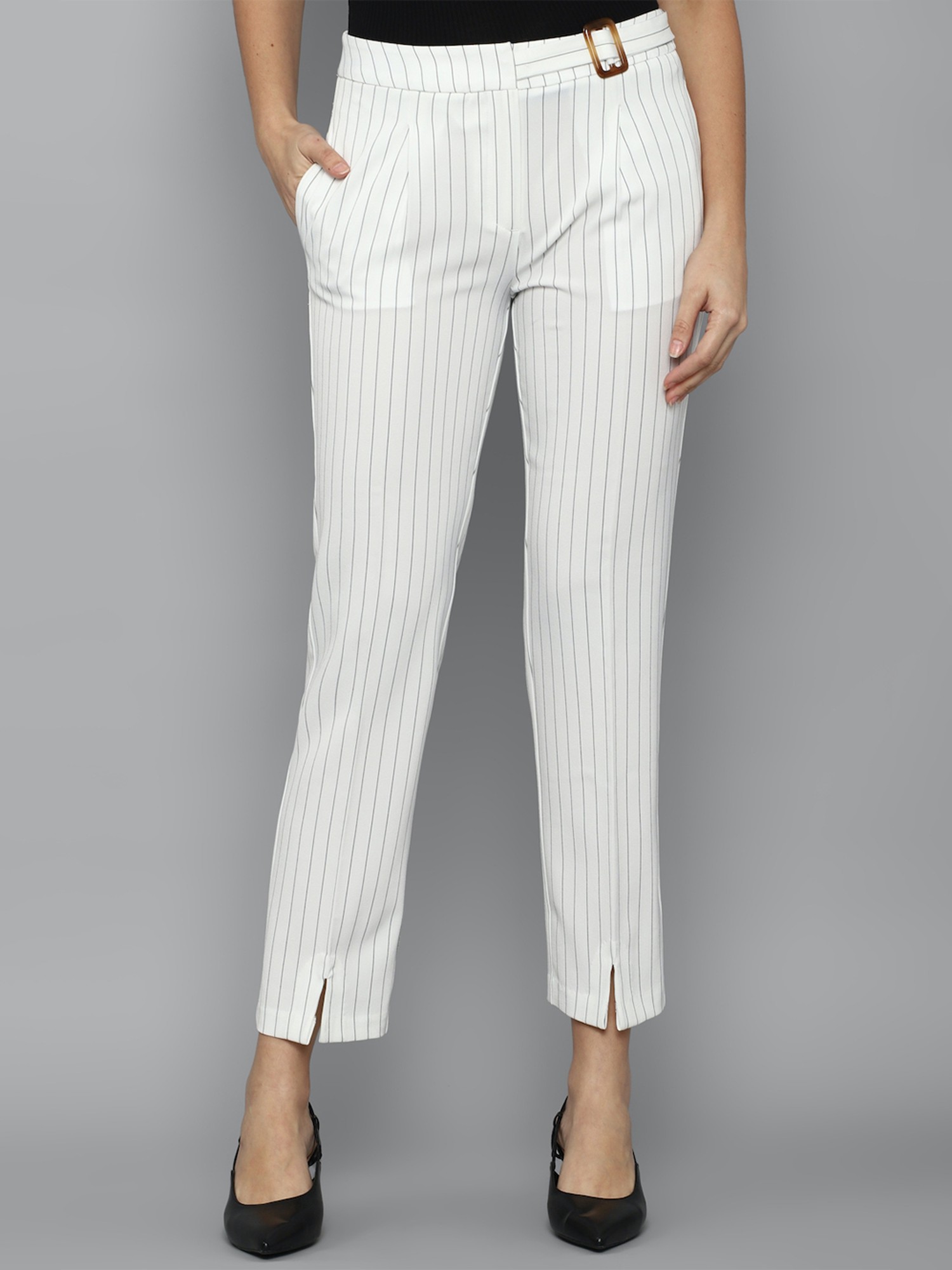 Buy Allen Solly Men White Regular Fit Self Design Regular Trousers   Trousers for Men 9141263  Myntra