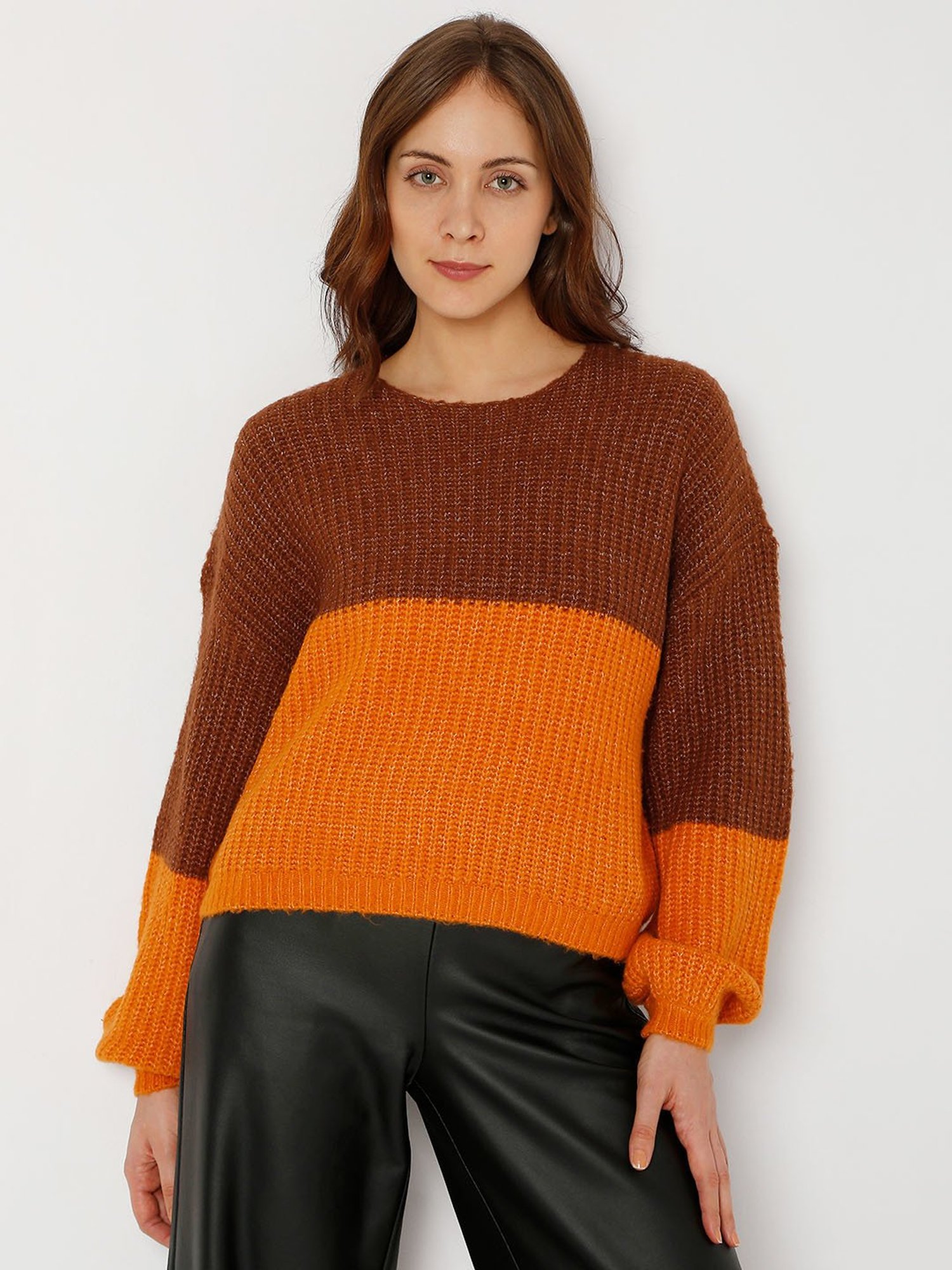 Vero moda color deals block knitted sweater