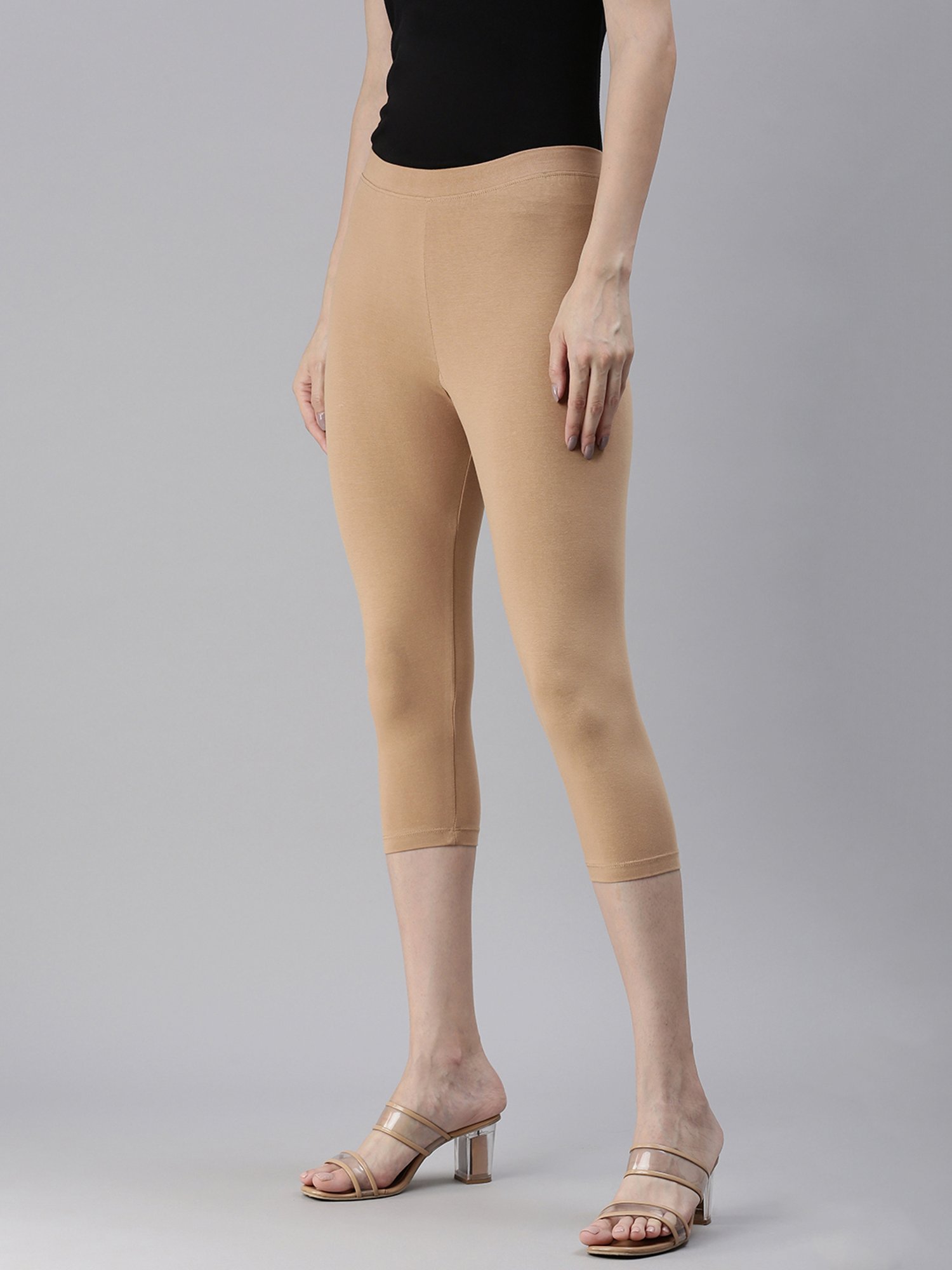Buy GO COLORS Wheat Womens Solid Leggings | Shoppers Stop