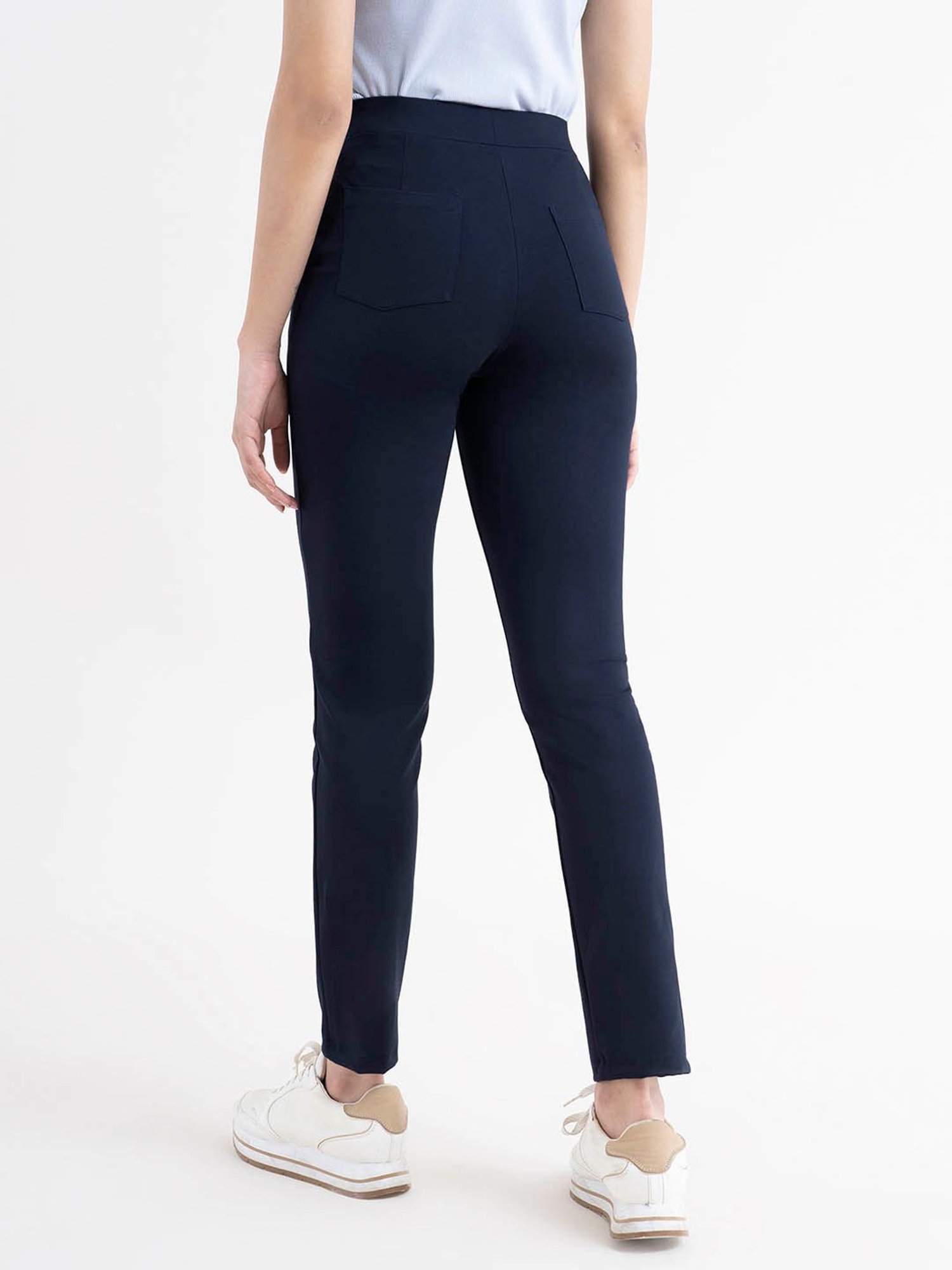 Buy Fablestreet Navy Regular Fit Pants for Women Online @ Tata CLiQ