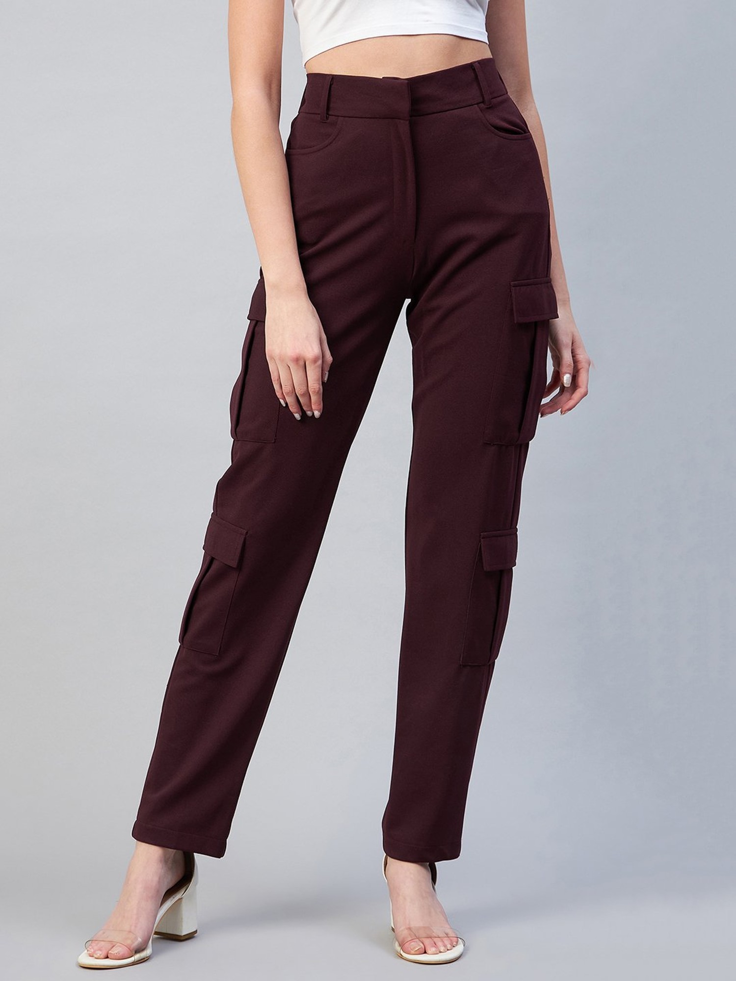 Carrie Twill Cargo Pants - Burgundy | Legs patches, Cargo pants, Cargo