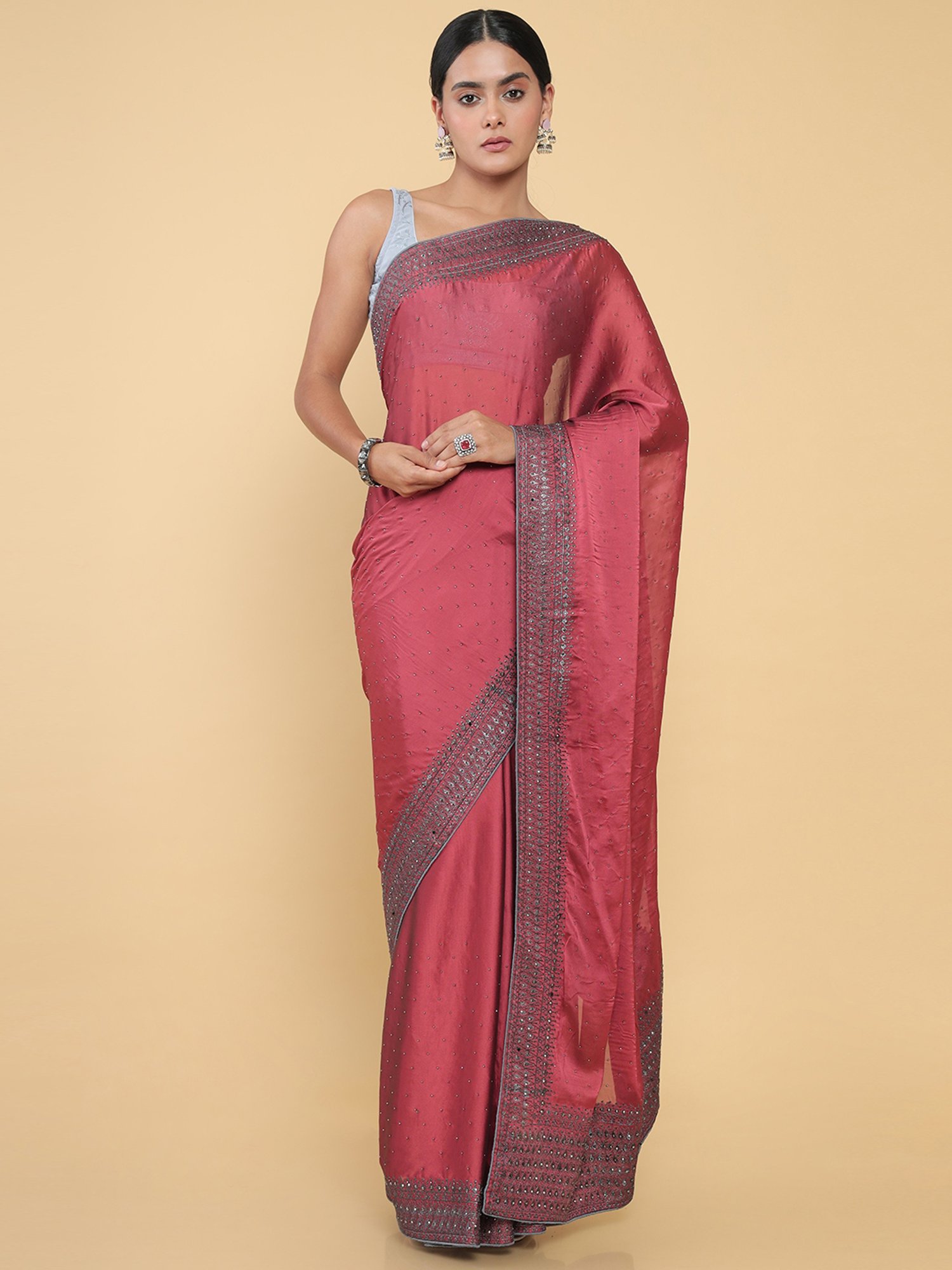 Soch Red & Gold-Toned Floral Zari Silk Cotton Saree Price in India, Full  Specifications & Offers | DTashion.com