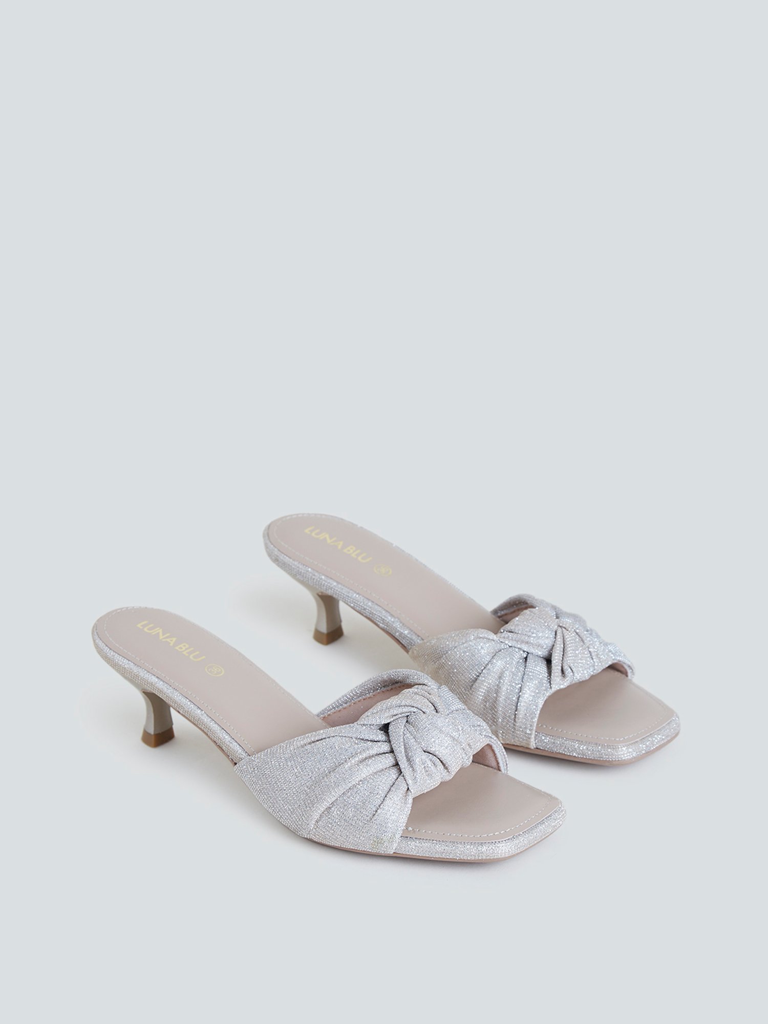 Buy LUNA BLU by Westside Silver Knot-Detailed Heeled Sandals for Online @  Tata CLiQ