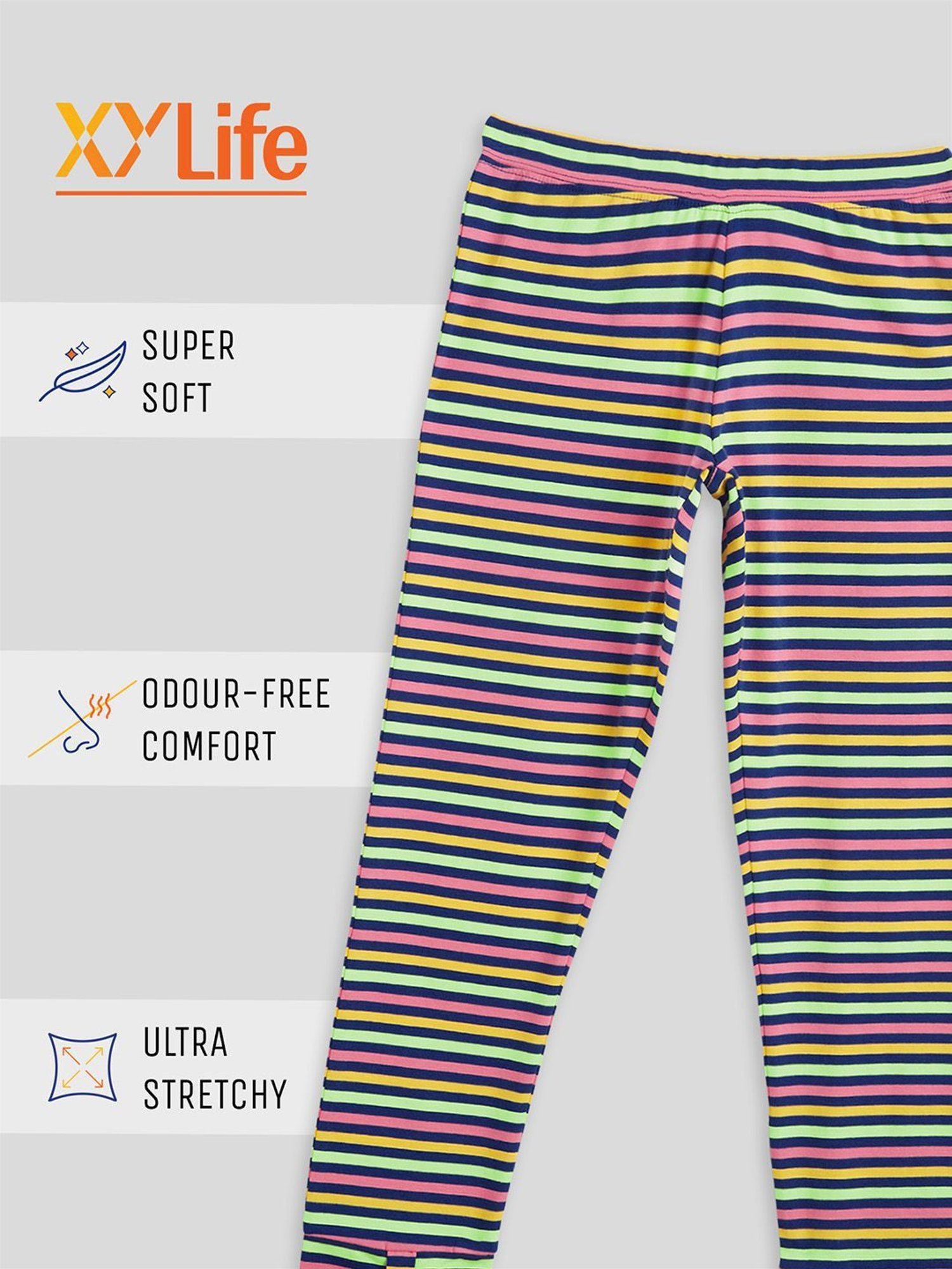 Buy XY Life Kids Multi Cotton Striped Leggings for Girls Clothing