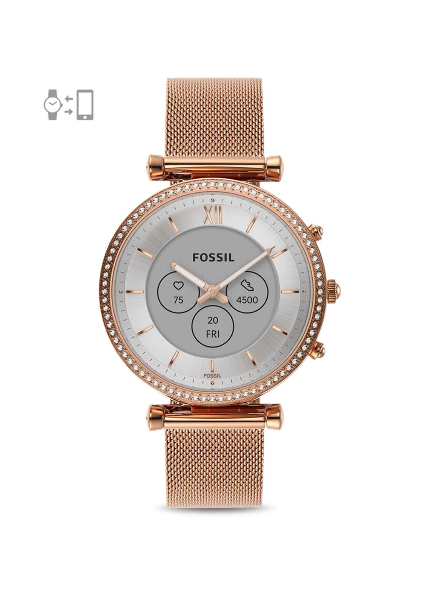 Rose Gold Fossil Smartwatch Water Resistant Fossil Jacqueline Rose