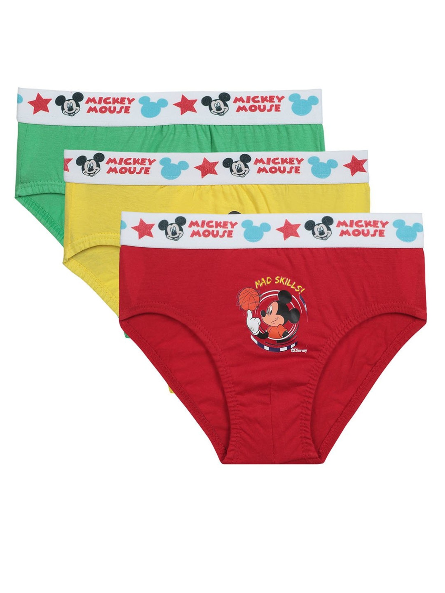 Mickey Mouse Boys' Briefs 3 Pack Red Mid