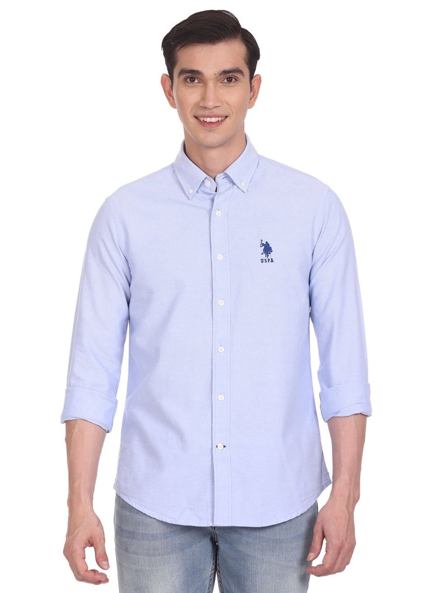 Buy U.S. Polo Assn. Light Pink Regular Fit Cotton Shirt for Men's Online @  Tata CLiQ