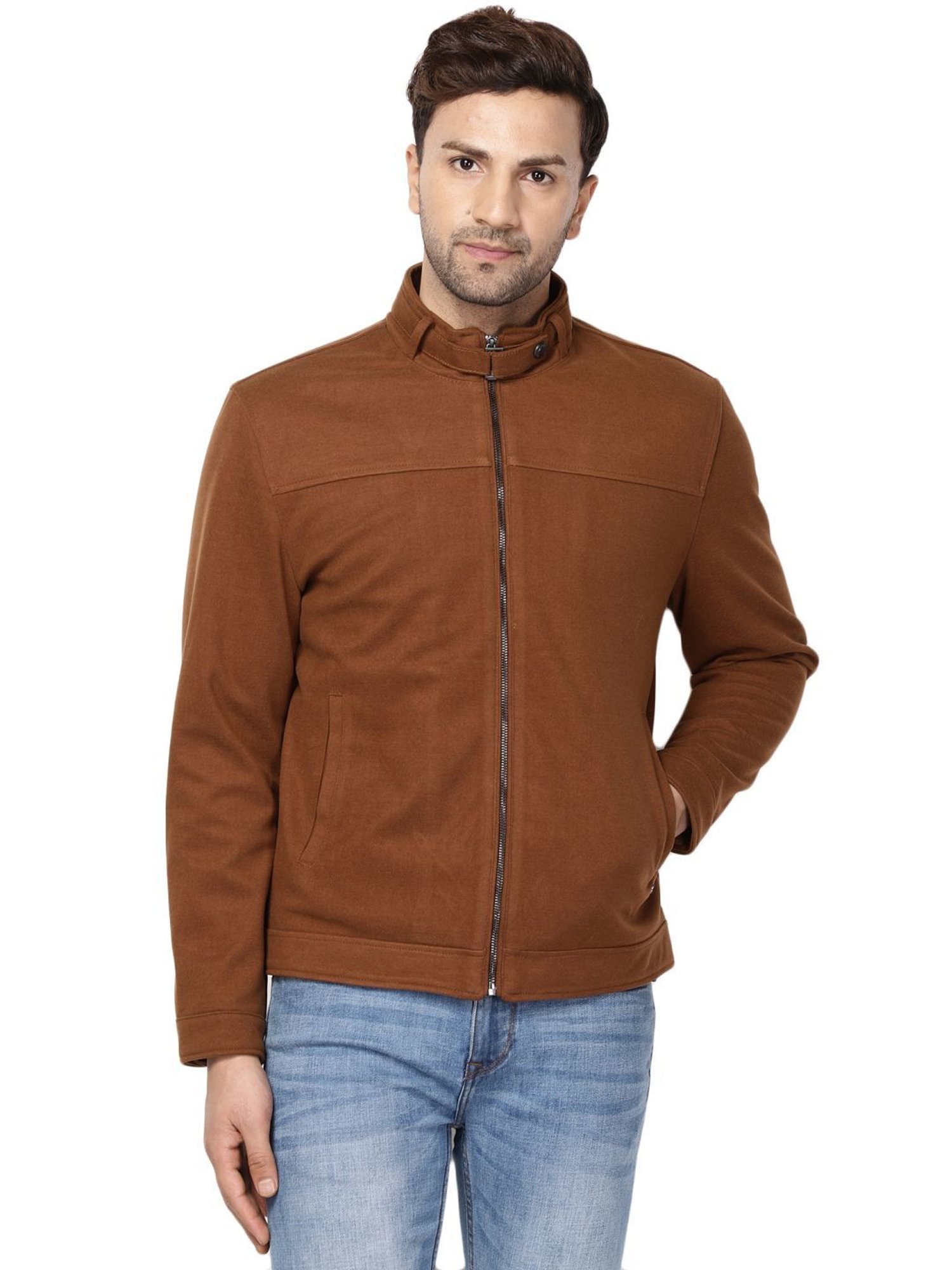 Buy Brown Satin Stone Nehru Jacket Online : Indian Ethnic Wear -