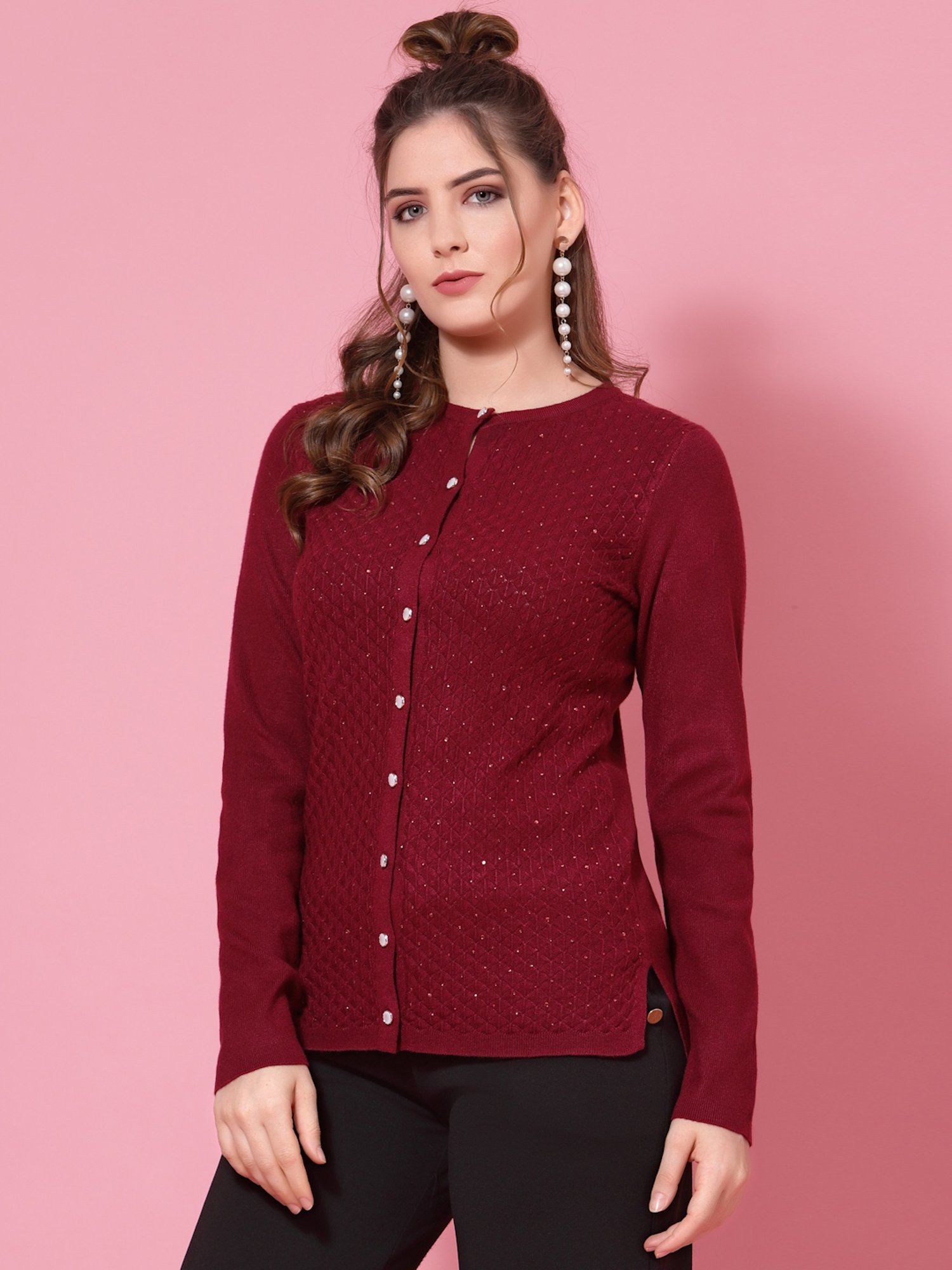 Buy Mafadeny Pink Embellished Shirt for Women Online @ Tata CLiQ