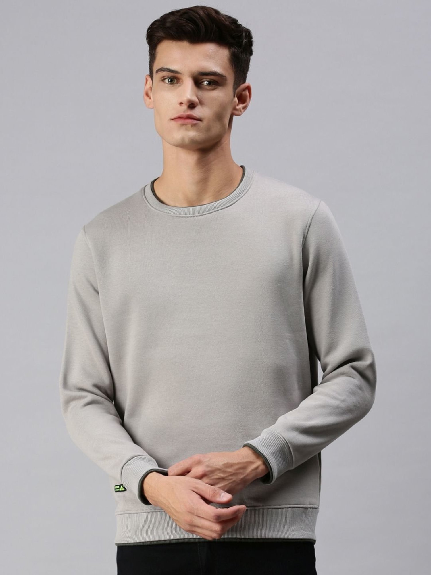 Buy SHOWOFF Grey Cotton Slim Fit SweatShirt for Mens Online @ Tata