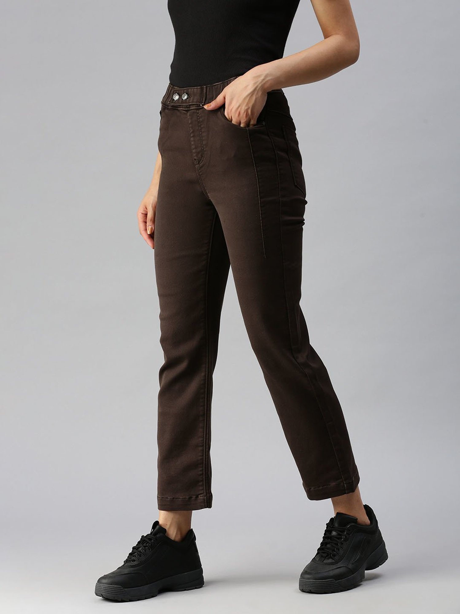 Buy Allen Solly Junior Boys Navy Slim Fit Solid Trousers online
