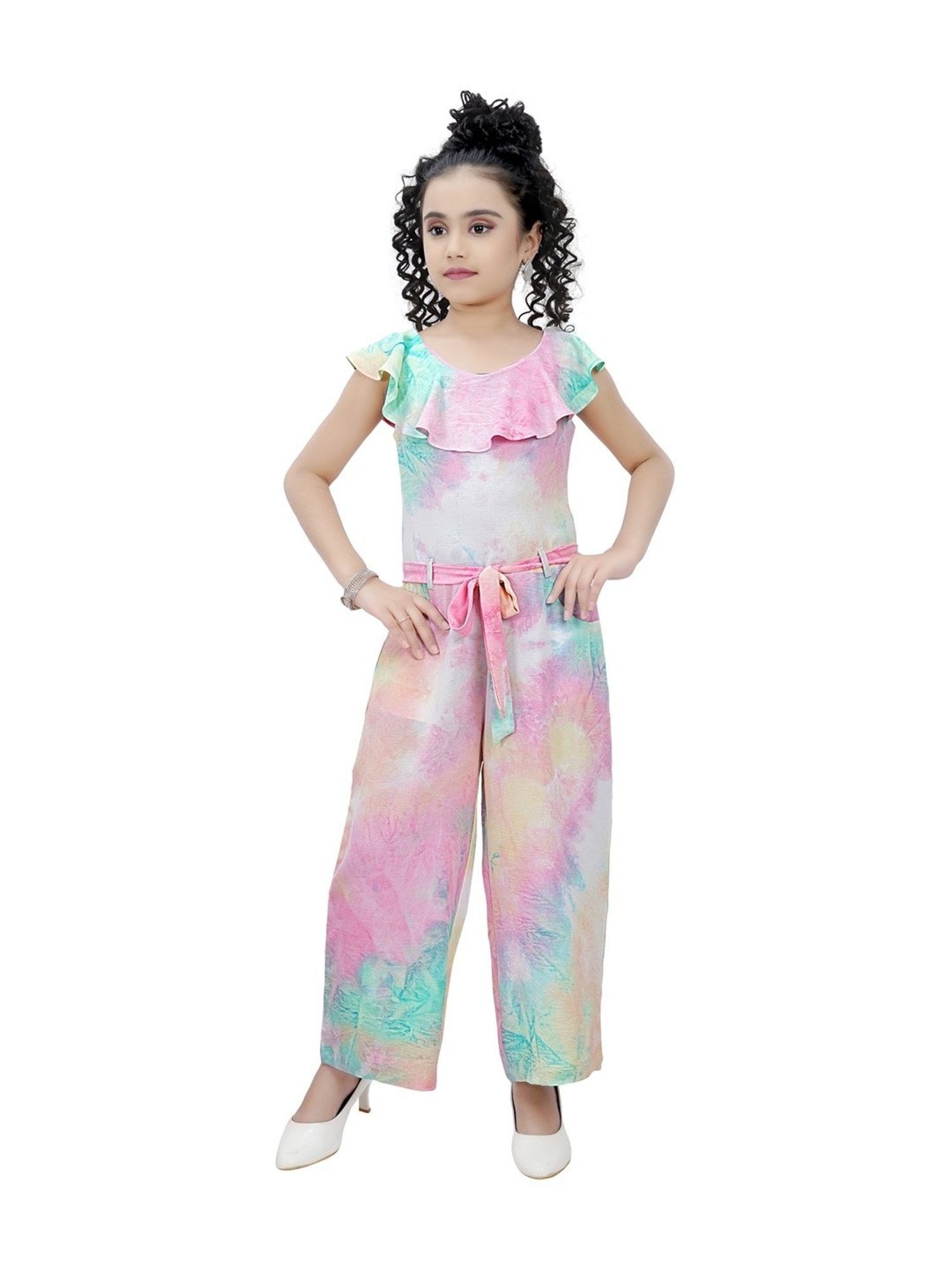 Floral Cream Colored Knee Length Dress  2225 Cream  TINY BABY INDIA