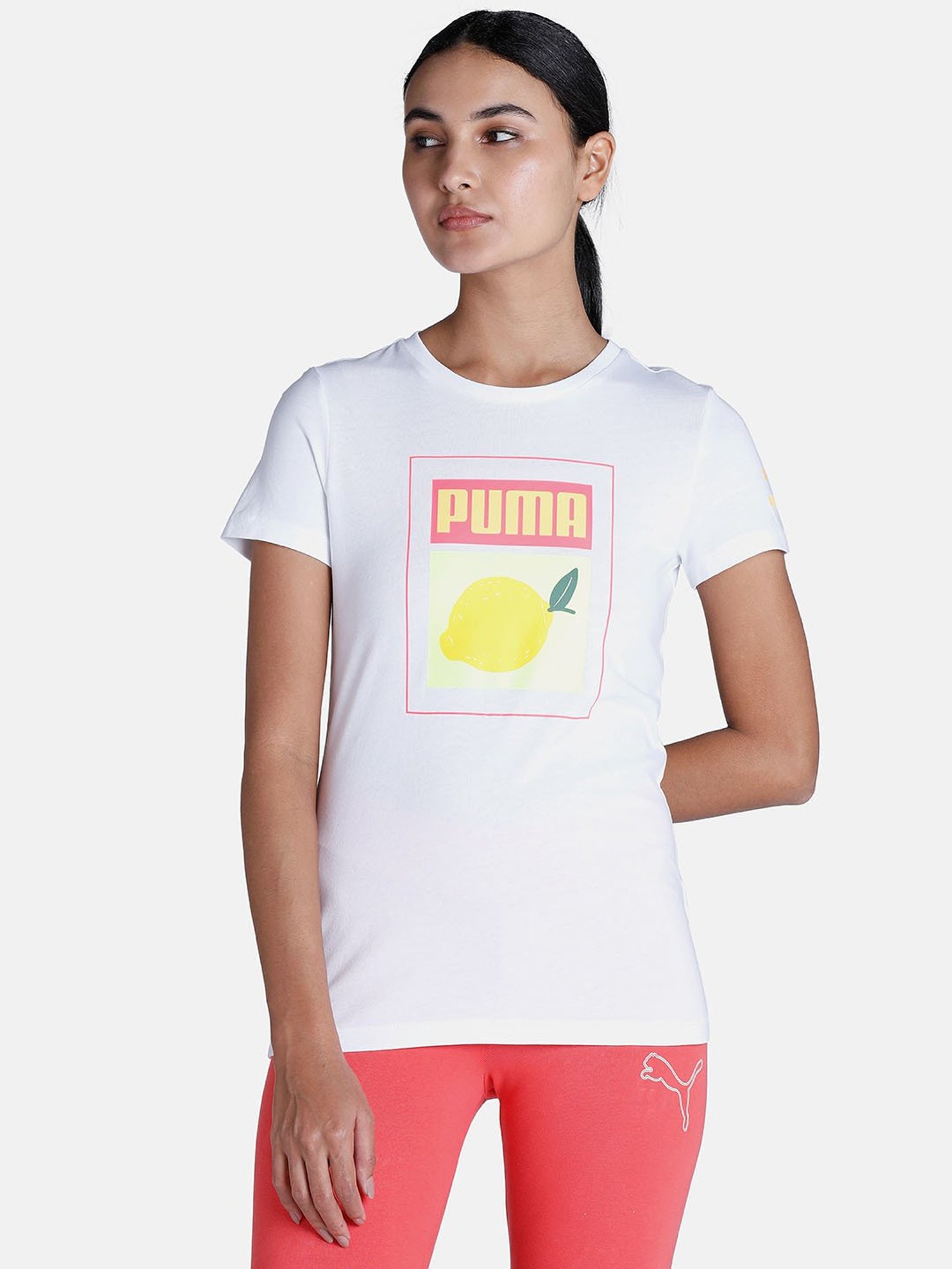 Puma Printed Women Round Neck Yellow T-shirt