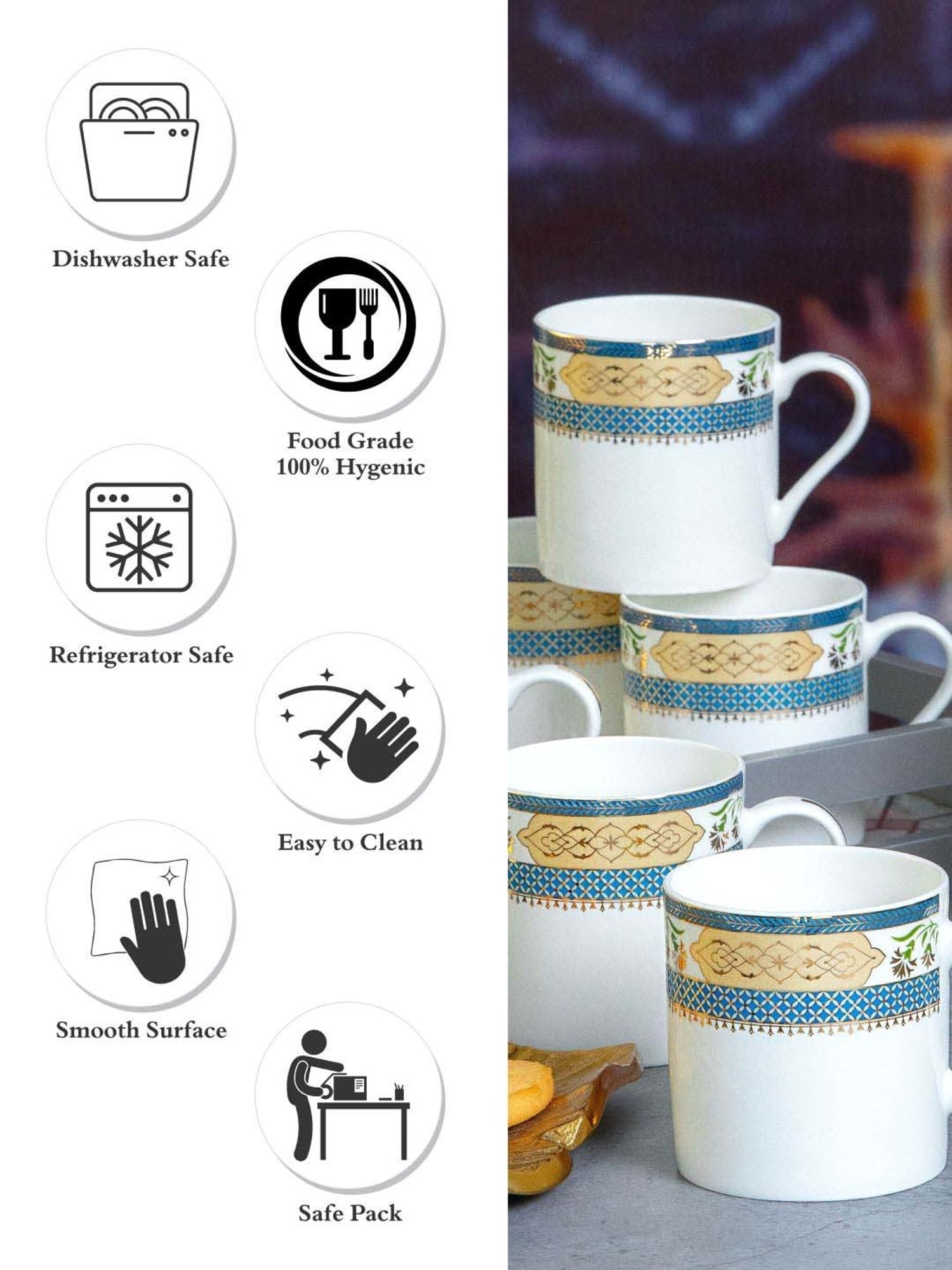 Buy SONAKI White & Golden Bone China Tea Cup (0.17 L) - Set of 6 at Best  Price @ Tata CLiQ