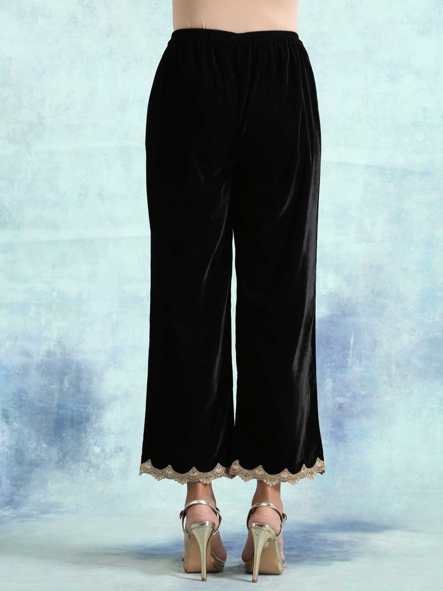 Buy Sofkiny Womens Solid Flare Leg Velvet Pants High Waist Palazzo Long Pants  Trousers Black XLarge at Amazonin