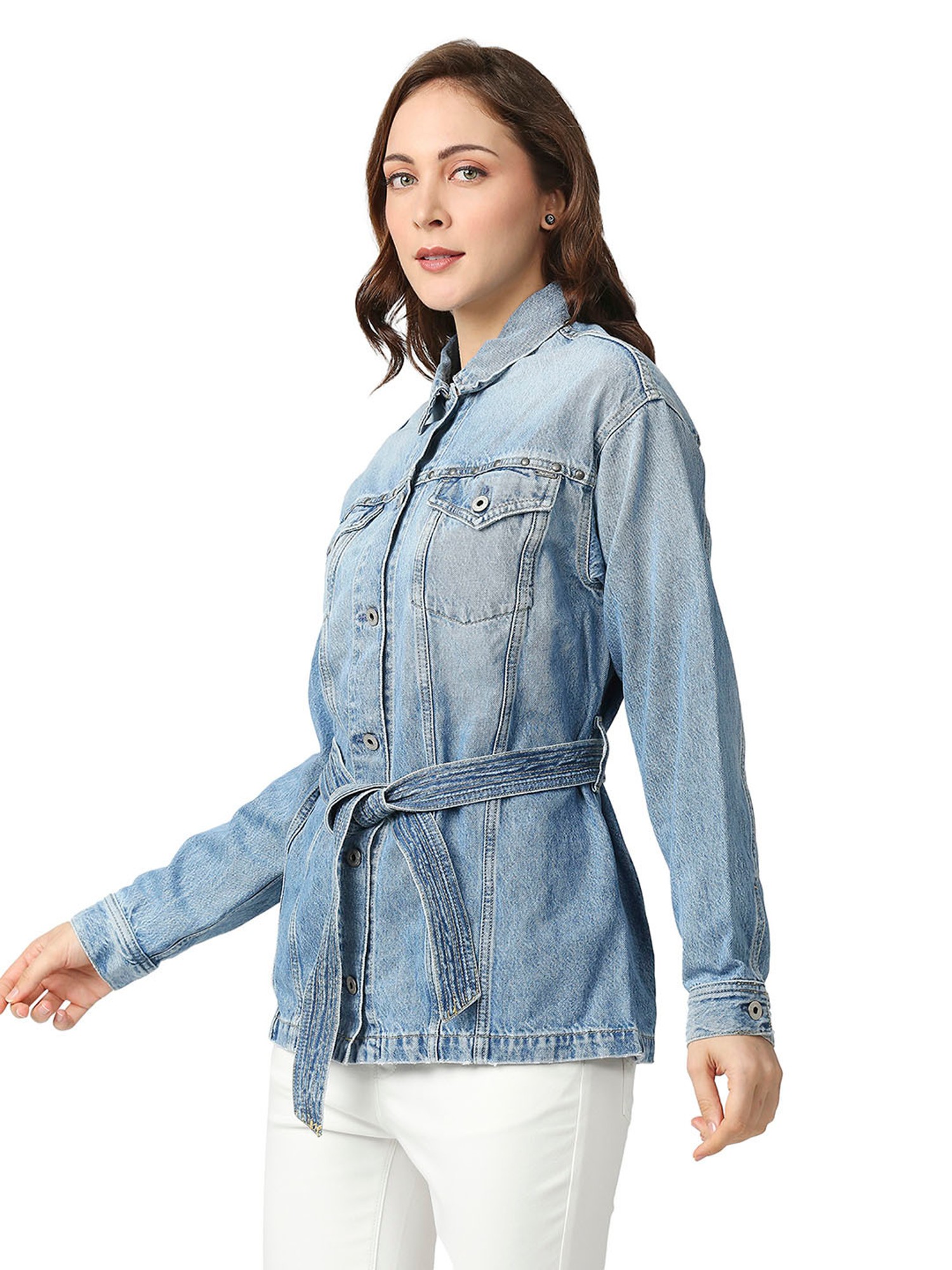 Buy online Women Purple Solid Denim Jacket from jackets and blazers and  coats for Women by Showoff for ₹1159 at 60% off | 2024 Limeroad.com