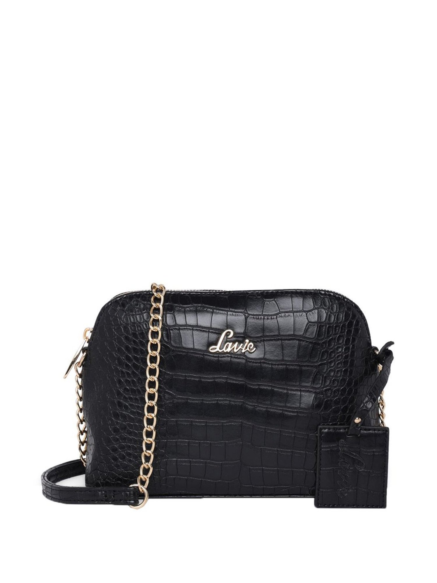 Buy Lavie Debossed Hemi Black Textured Small Cross Body Bag at