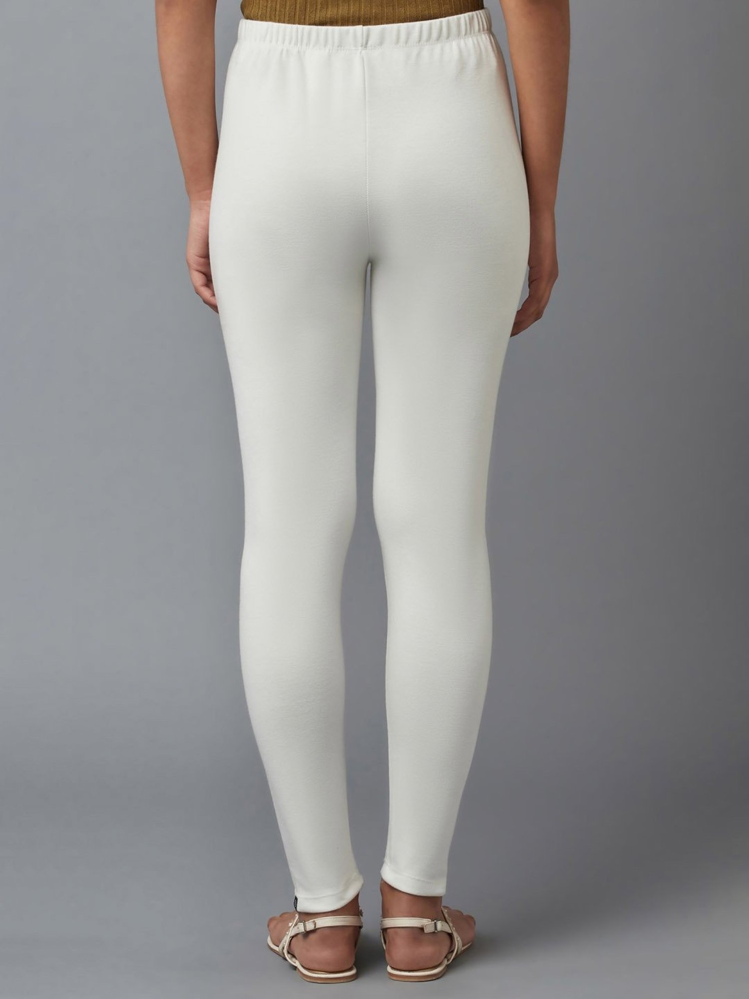 Buy TAG 7 TAG 7 Women Silver-Toned Solid Ankle-Length Leggings at Redfynd