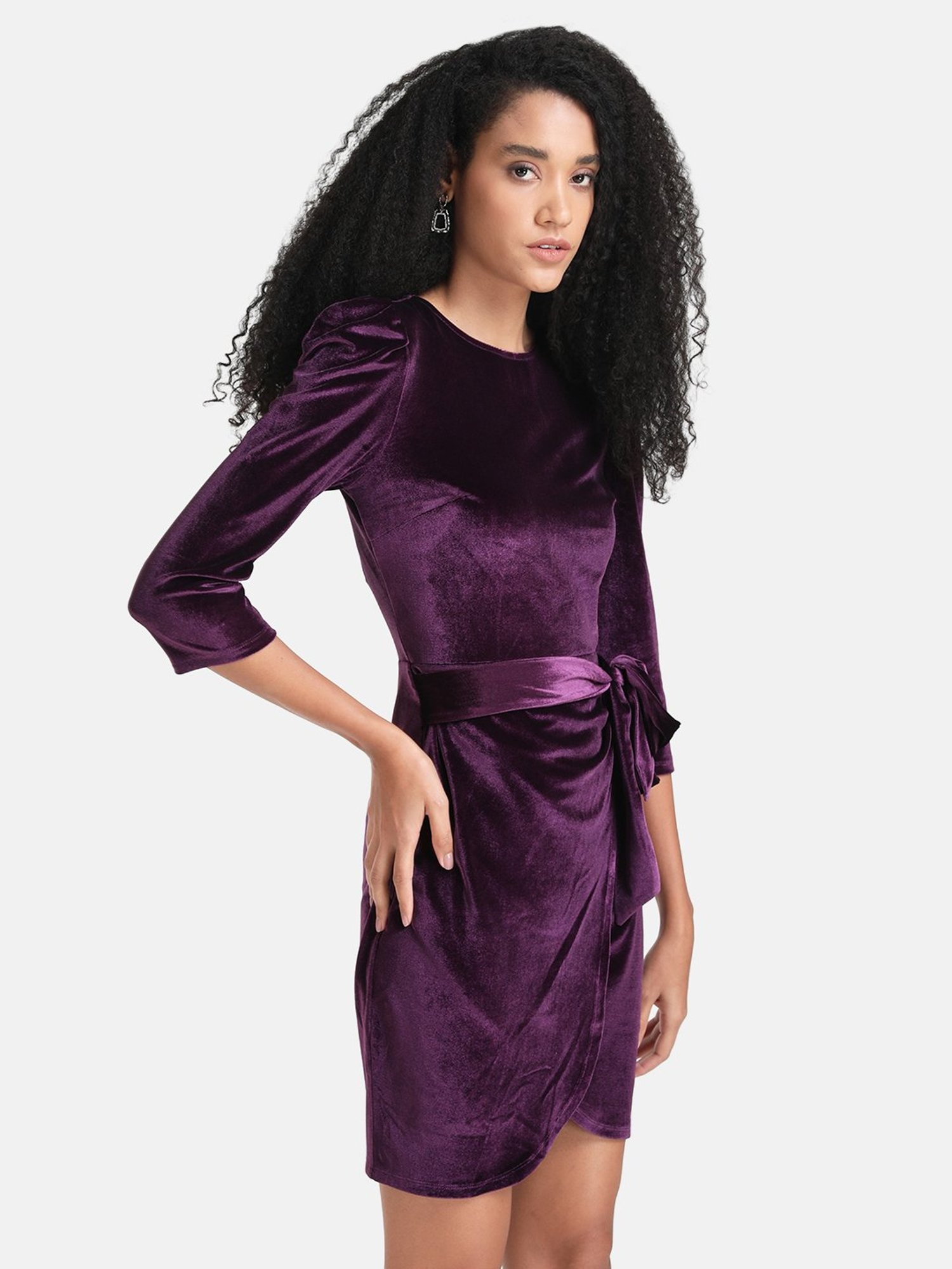 Purple Velvet Long Dress for Muslim Ladies 36921MOR - Neva-style.com