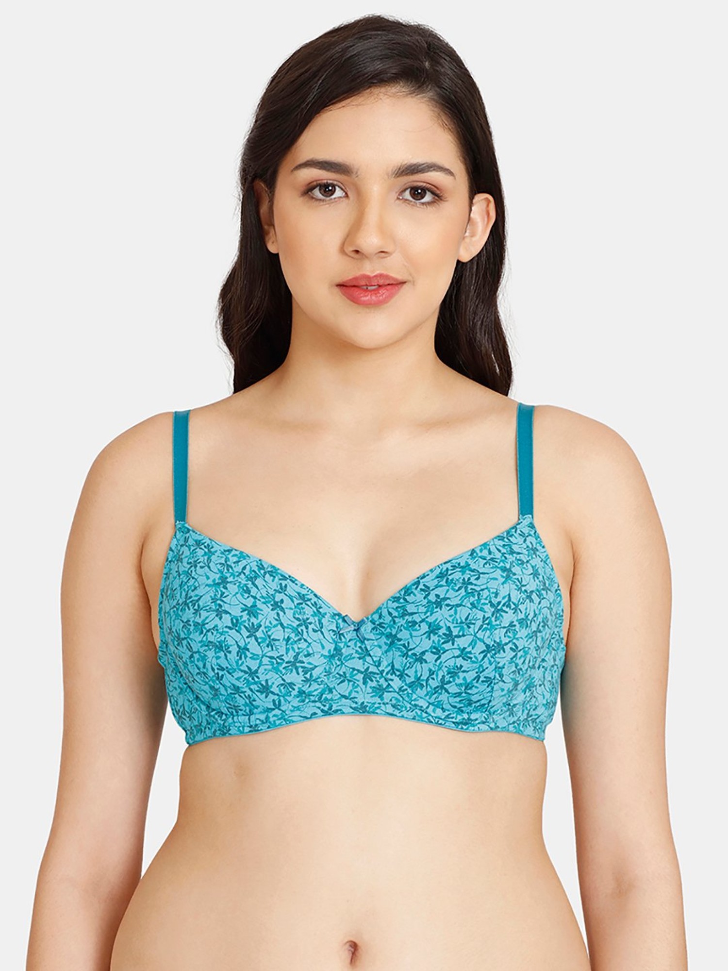 Buy Rosaline by Zivame Blue Printed Half Coverage T-Shirt Bra for