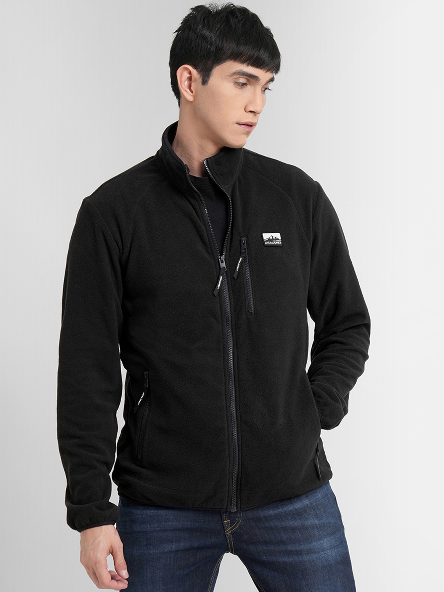 Jack & Jones Premium Zip-through Boxy Stretch Jacket in Black for Men | Lyst