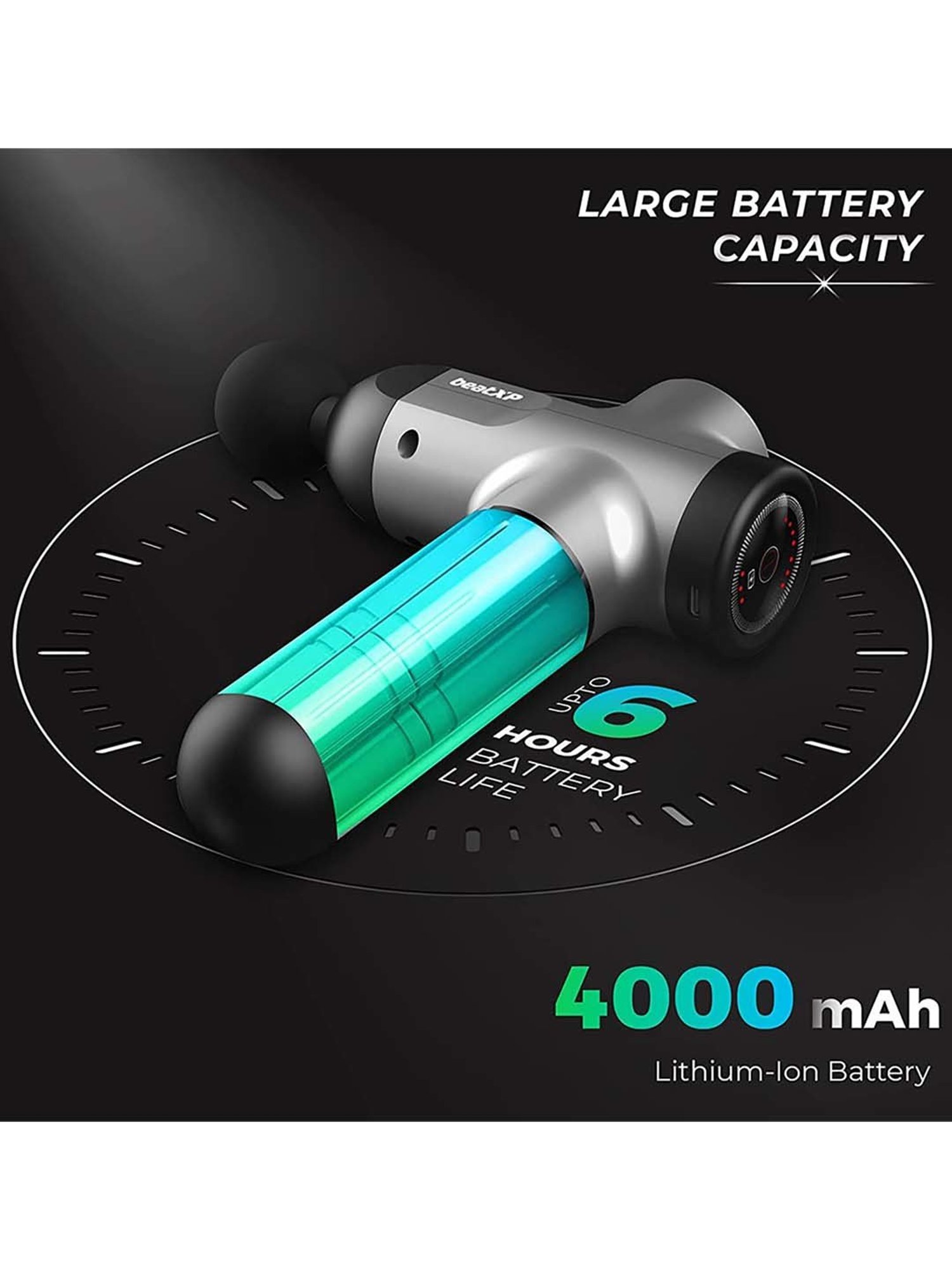 Bolt Deep Tissue Massage Gun | 4000 mAH Battery (Black)