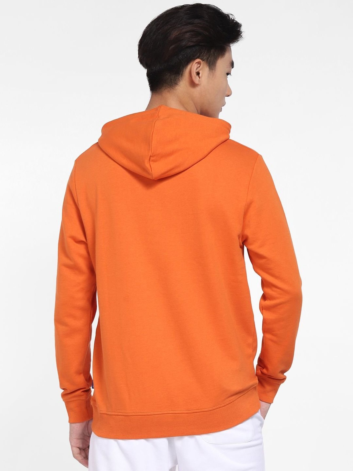 GRIFFEL Orange Loose Fit Logo Print Oversized Hooded Sweatshirt