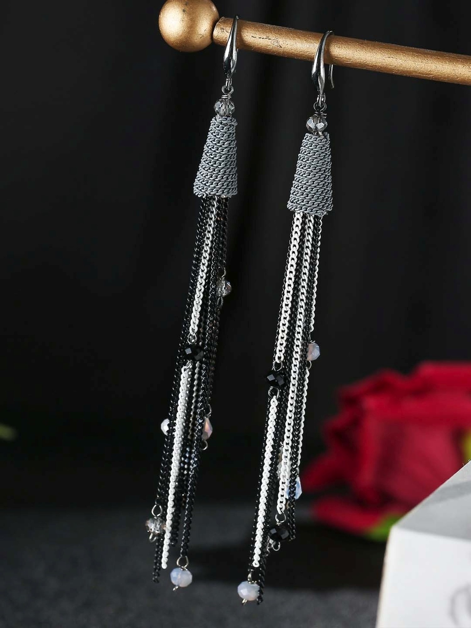 Buy Fida Floral Meenakari Black and Grey Stud Earrings Online At Best Price   Tata CLiQ