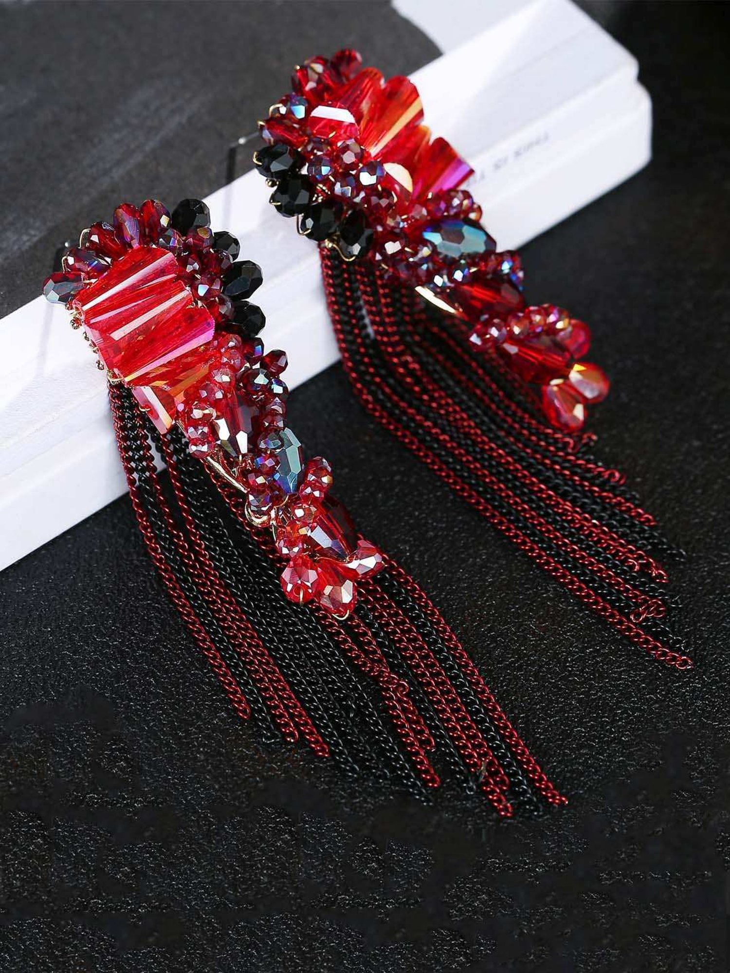 Red & Black Art Bead Earrings - Beadology Iowa