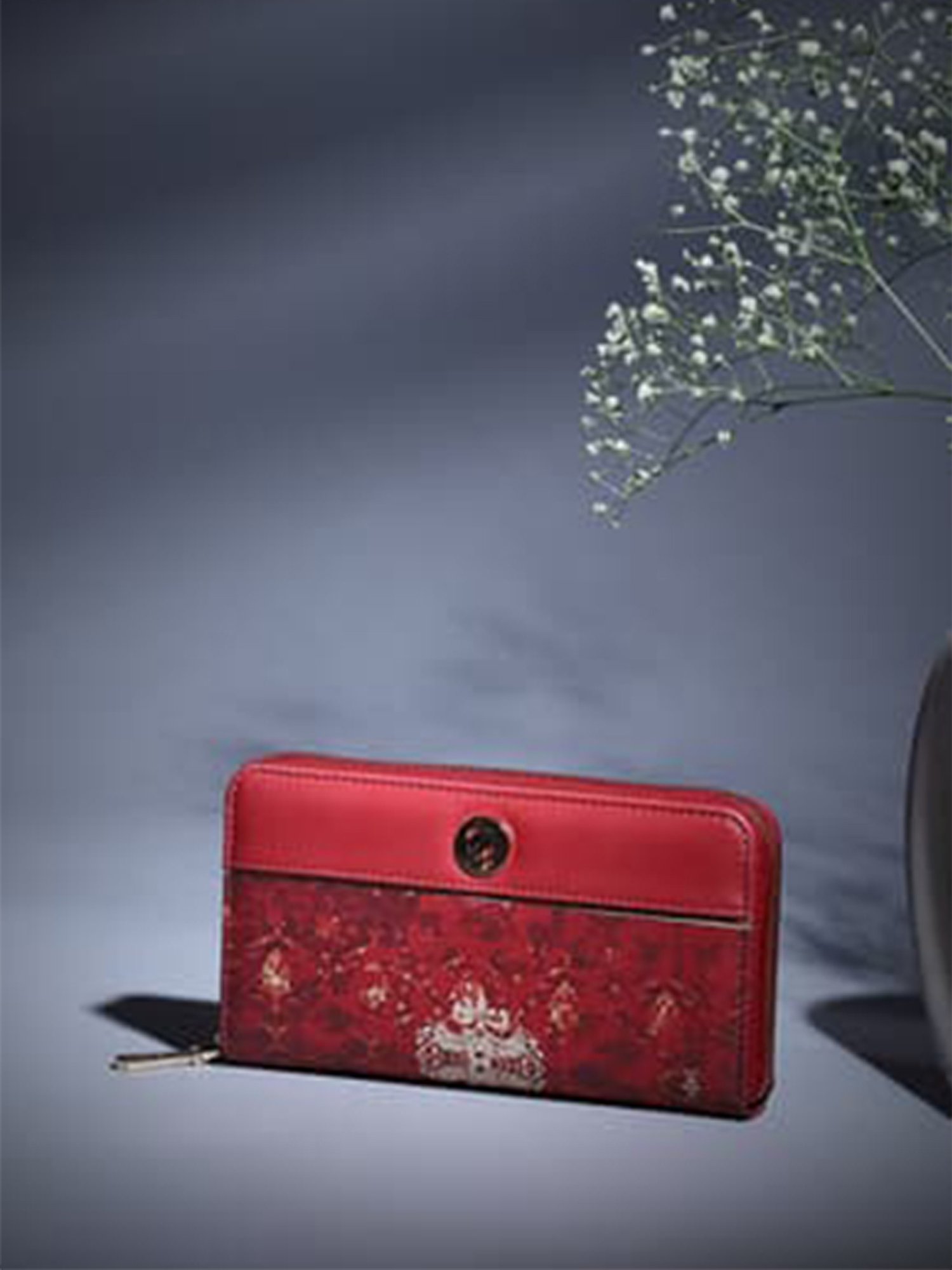 Buy Biba Red Printed One Size Zip Around Wallet for Women at Best